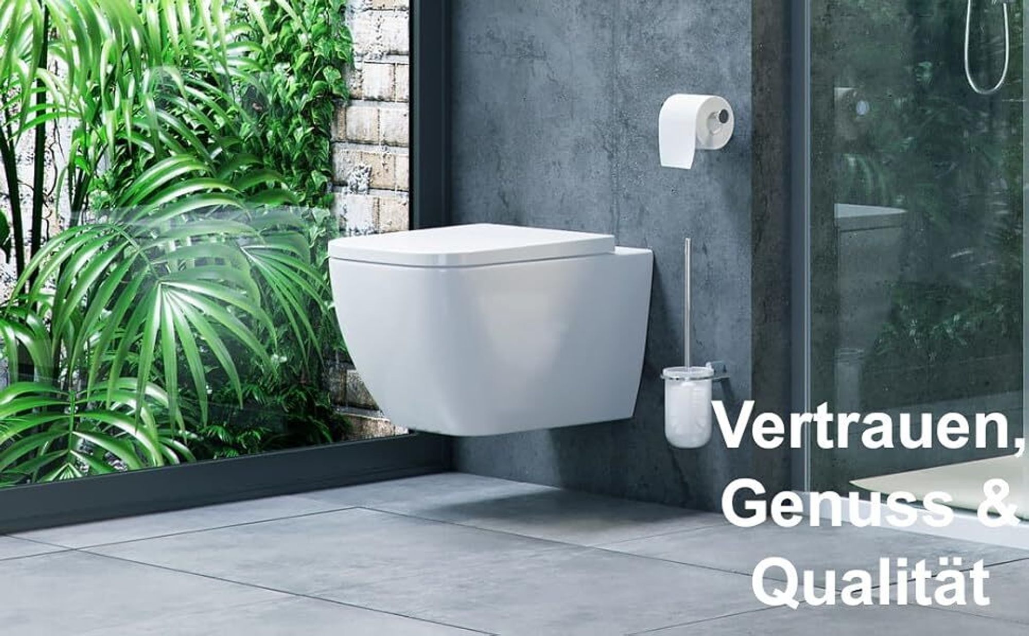 VBChome Hänge-WC Spülrandloses aus Keramik mit Toilettendeckel WC-Sitz aus Duroplast Absenkautomatik Rimless SoftClose-Funktion Tiefspüler Toilette