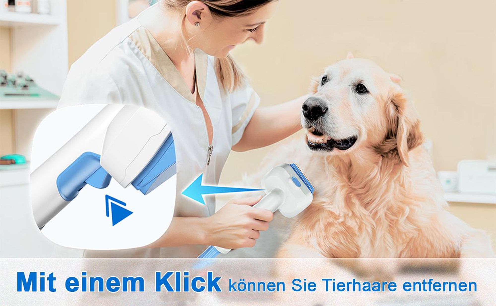 Tierhaarpflege-Set mit Absaugung 5 in 1, Hundeschermaschine & Tierhaarstaubsauger, 13 kPa, 4,5 L Staubbehälter, leise, für Hunde und Katzen
