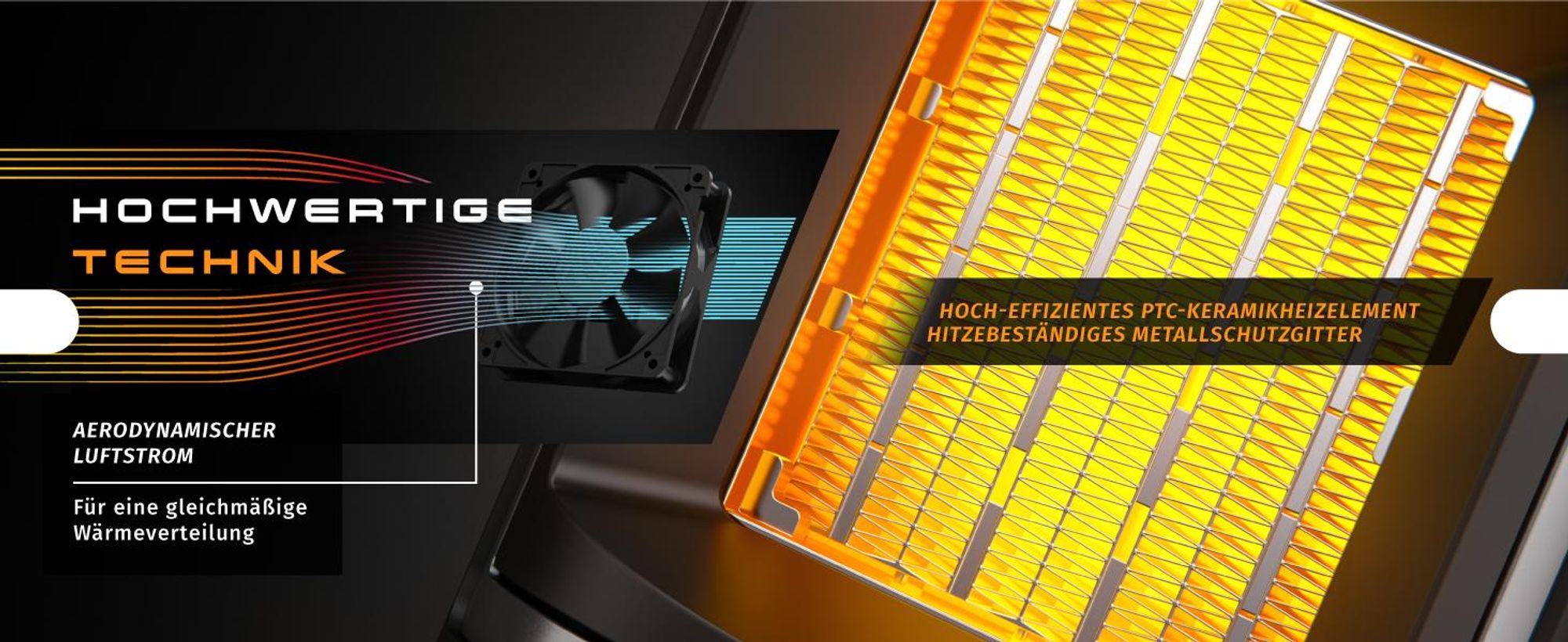 Brandson Keramik Heizlüfter 1500 W, PTC-Keramikheizelement