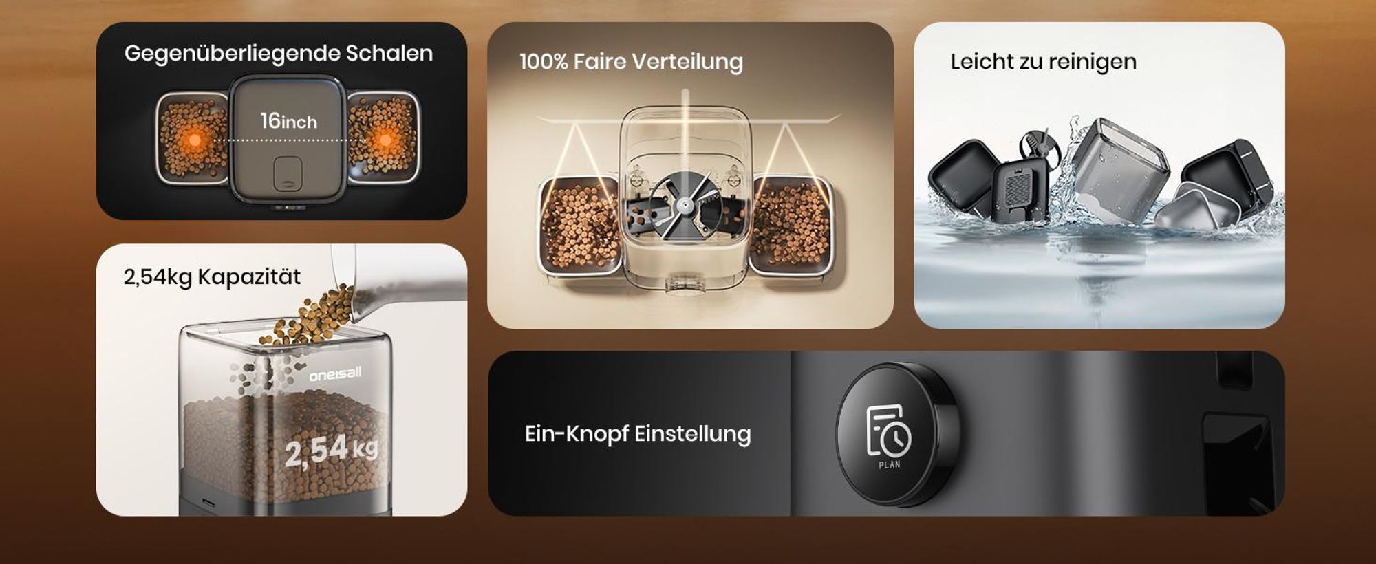 Katzen-Futterautomat Oneisall Kabellos mit APP-Steuerung, 3L ein Nafp/5L zwei Näpfe
