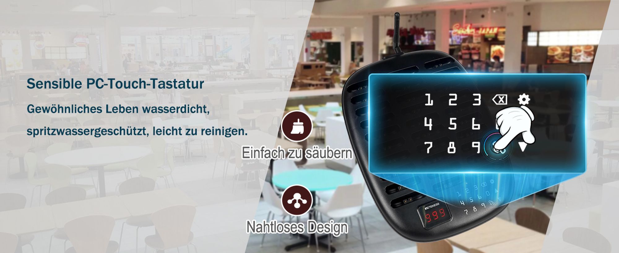 Retekess TD175P Restaurant Pager System, 30Pagers, 800M Pager Rufsystem, 7 Rufmod, 15H, Pager Pieper für Food Truck, Hotel, Café, Bar, walkie talkie