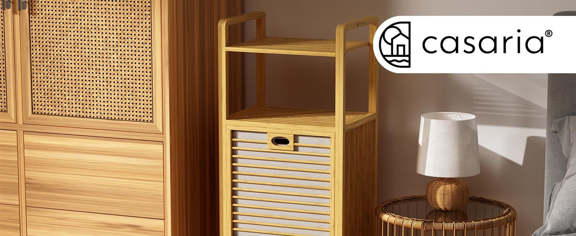 CASARIA® Badregal mit Wäschekorb 40L