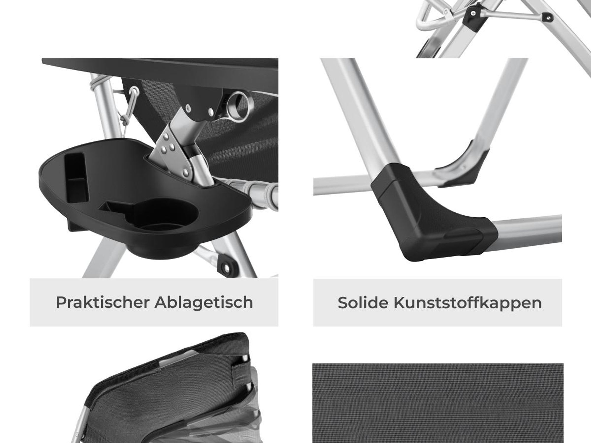 tectake® Sonnenliege Cloud II mit Sonnendach, klappbar