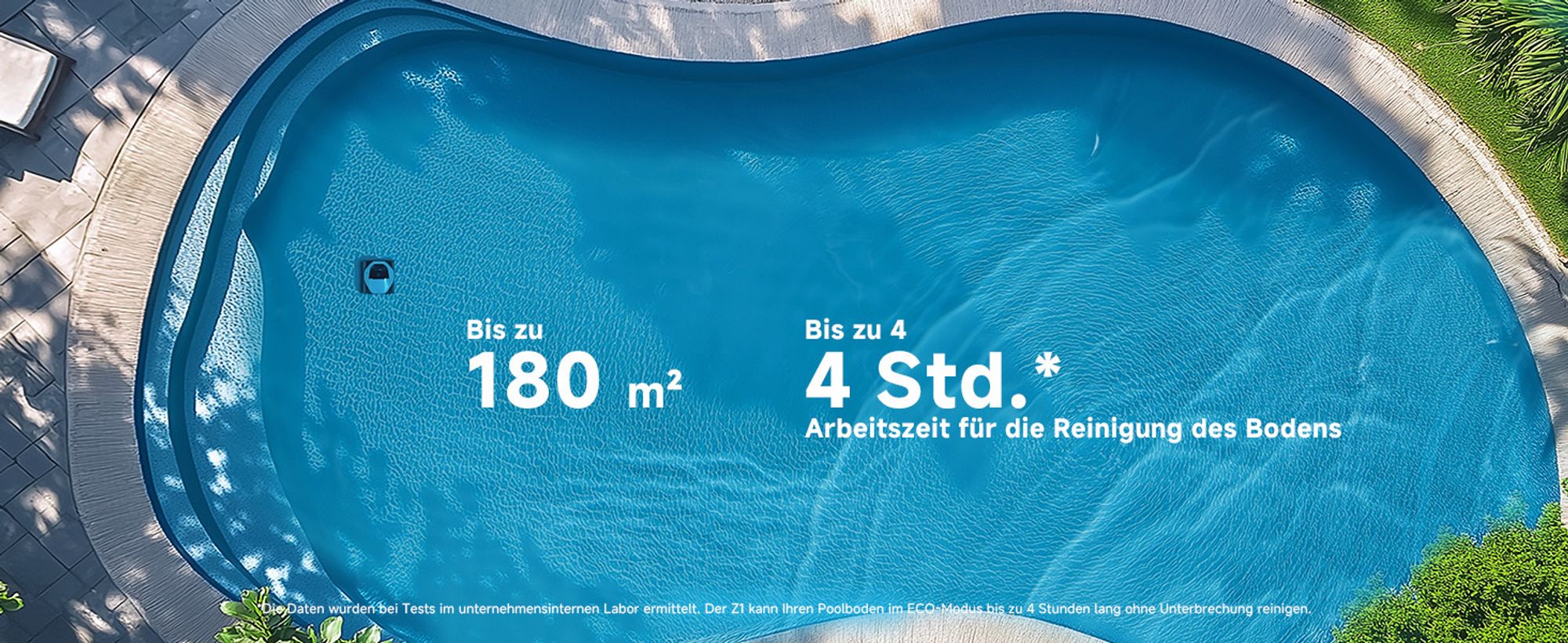 DREAME Poolroboter Z1, Hightech-Poolerkennung & Pfadplanung, hohe Saugleistung, Poolboden, Wand- & Wasserstandslinienreinigung, für Pools bis 180 ㎡