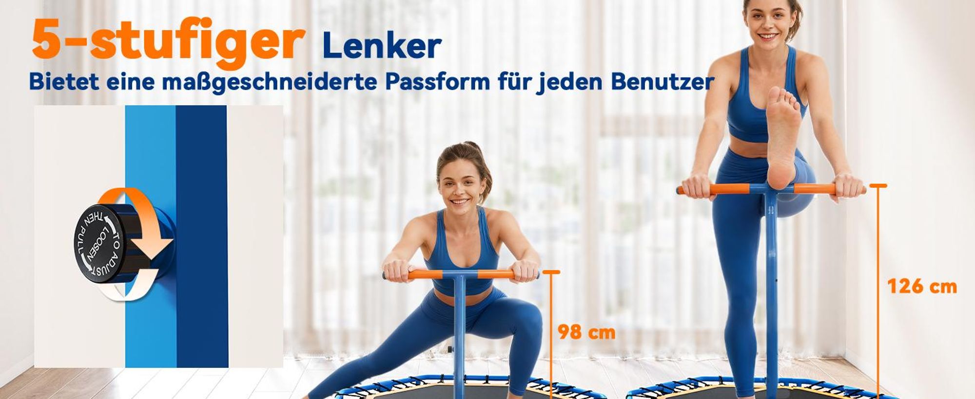 SPORTNOW Fitness Trampolin klappbar Ø128 cm Mini Trampoline mit Haltegriff