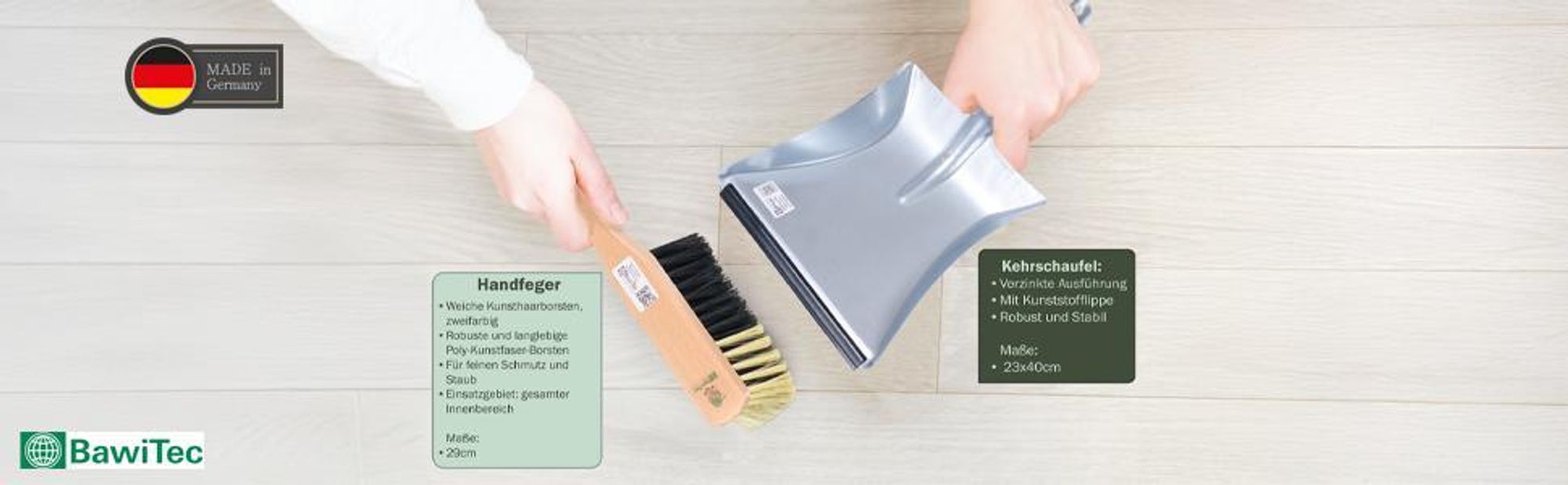 Qualitäts Kehrgarnitur Zimmerbesen 30cm Breit Kehrset mit Teleskopstiel lang Besen-Set Handfeger Haushaltsbesen Kehrbesen