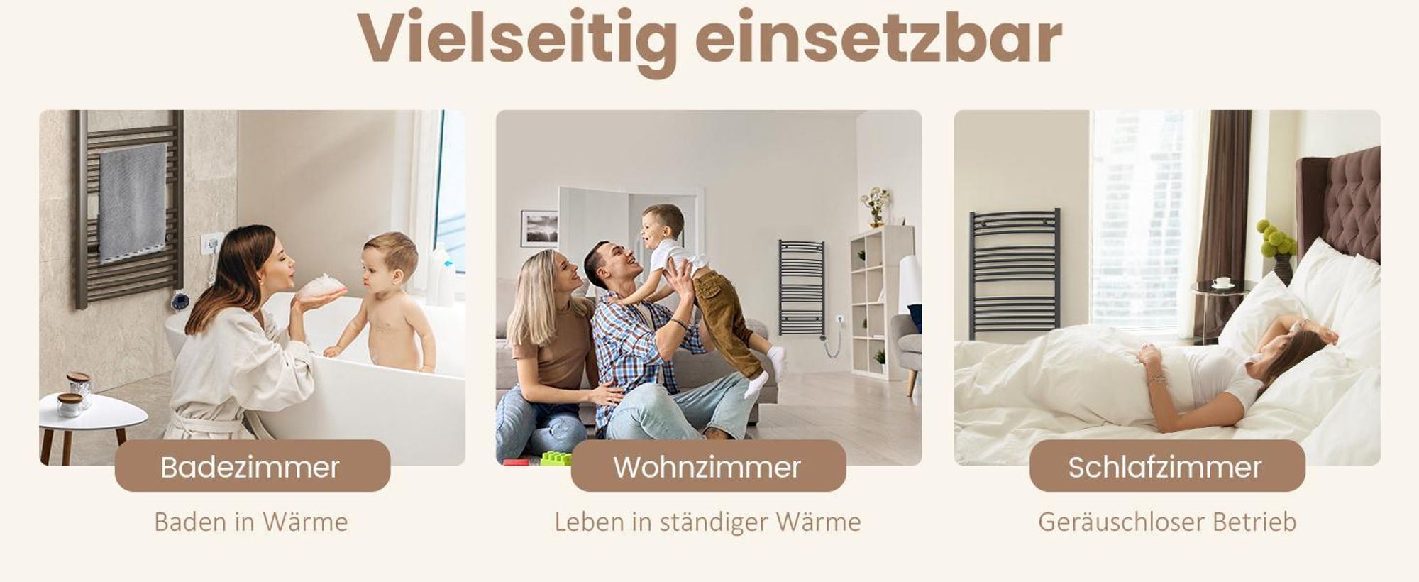EMKE Elektrisch Handtuchwärmer 75X50cm 300W Anthrazit gebogen Badheizkörper klassisch elektrisch Heizstab Thermostat Handtuchheizkörper