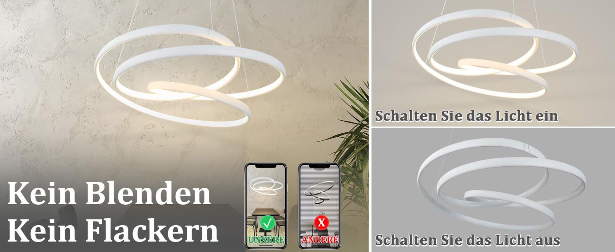 ZMH LED závesné svetlo do jedálne biele stmievateľné s diaľkovým ovládaním závesná lampa 55W závesné svetlo moderné závesné svietidlo na jedálenský stôl obývačka spálňa