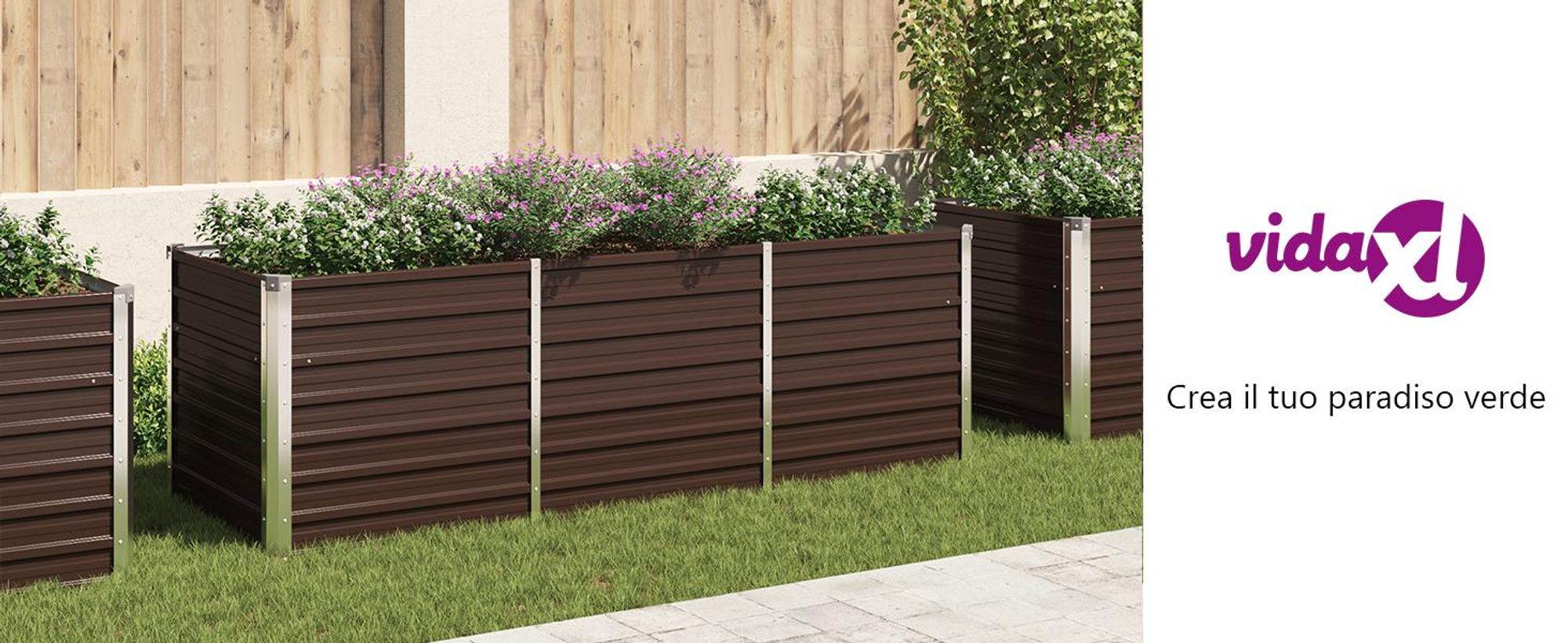 Letto da giardino rialzato Marrone 240 x 80 x 77 cm Acciaio zincato