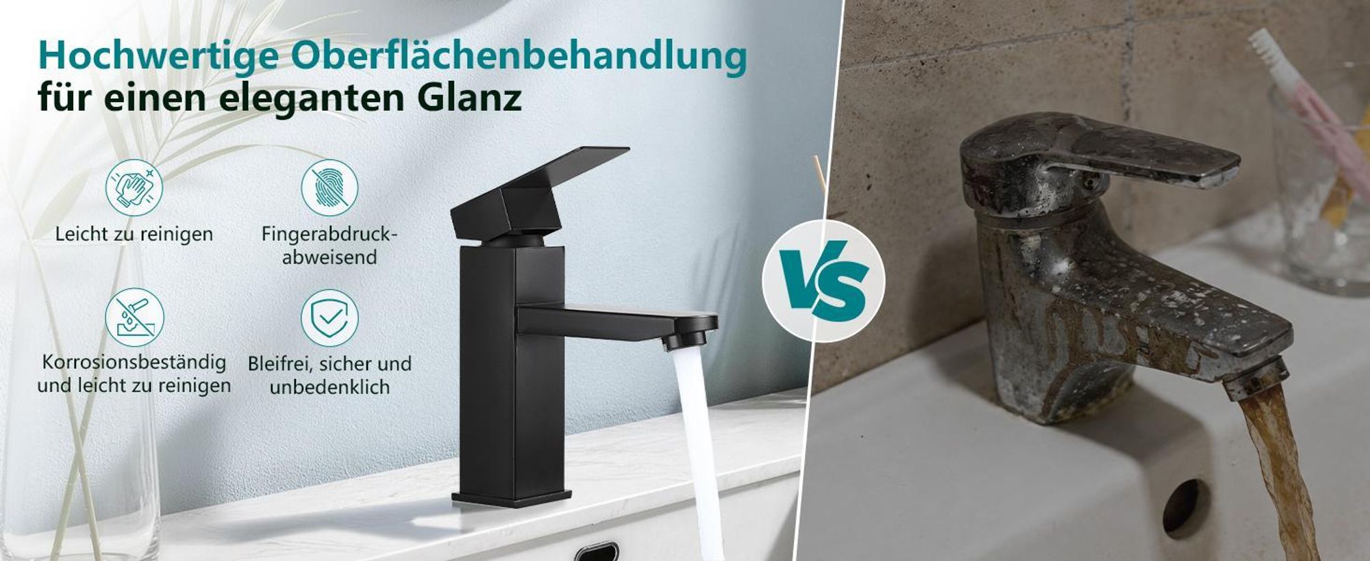Homelody Wasserhahn Bad Schwarz Edelstahl mit Pop-Up Ablauf Edelstahl, Waschtischarmatur Badarmatur mit Ablaufgarnitur 1 1/4 Zoll Waschbecken Armatur