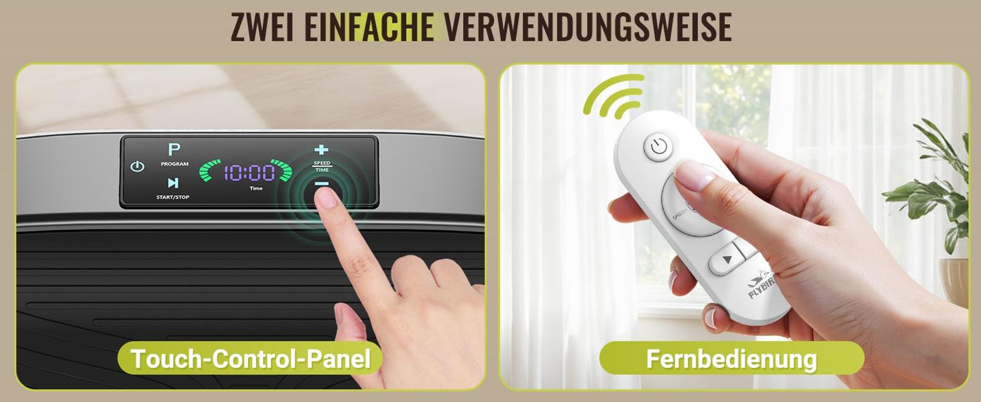 FLYBIRD Vibrationsplatte,120 Leistungsstarke einstellbare Geschwindigkeiten mit 150KG Tragkraft
