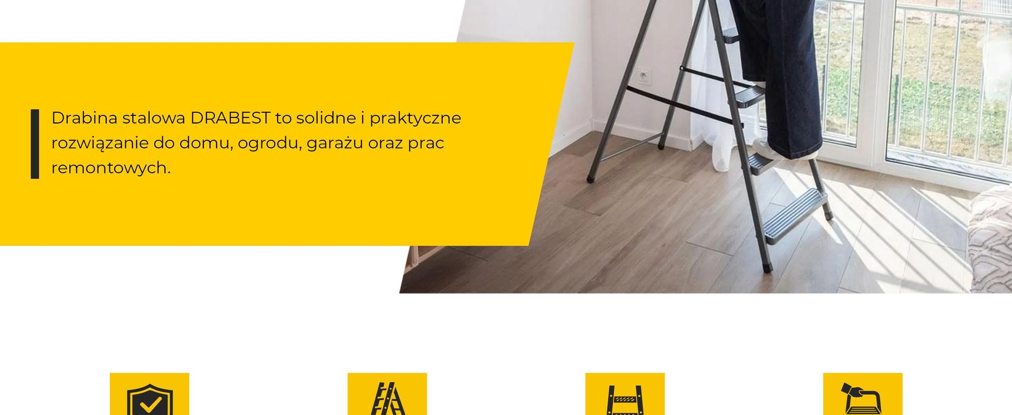 DRABEST | Drabina domowa - stalowa - 5 stopni - składany schodek - uniwersalna - do 125 kg