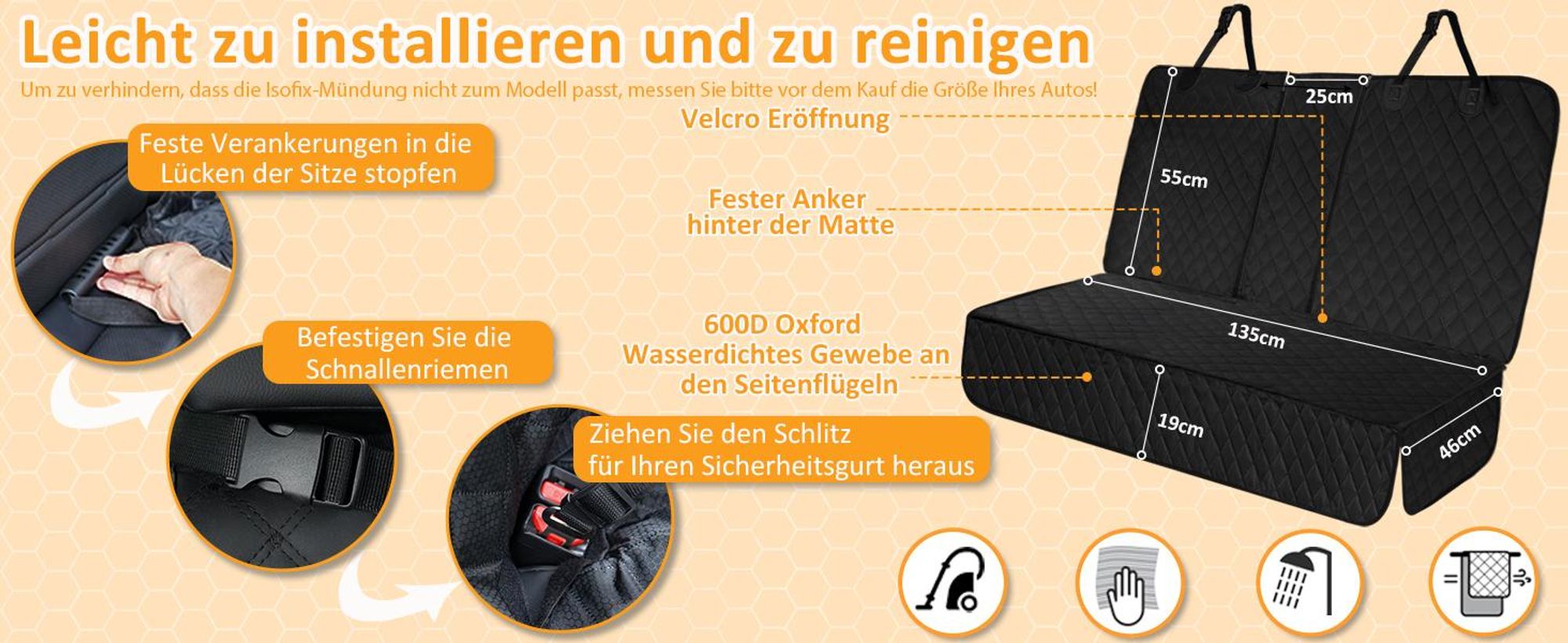 Hundedecke Auto Rückbank, Hundedecke Auto, Autoschondecke, Rücksitz und Kofferraum Hund Katze, Wasserdichter kratzfester Rücksitzbezug, rutschfeste
