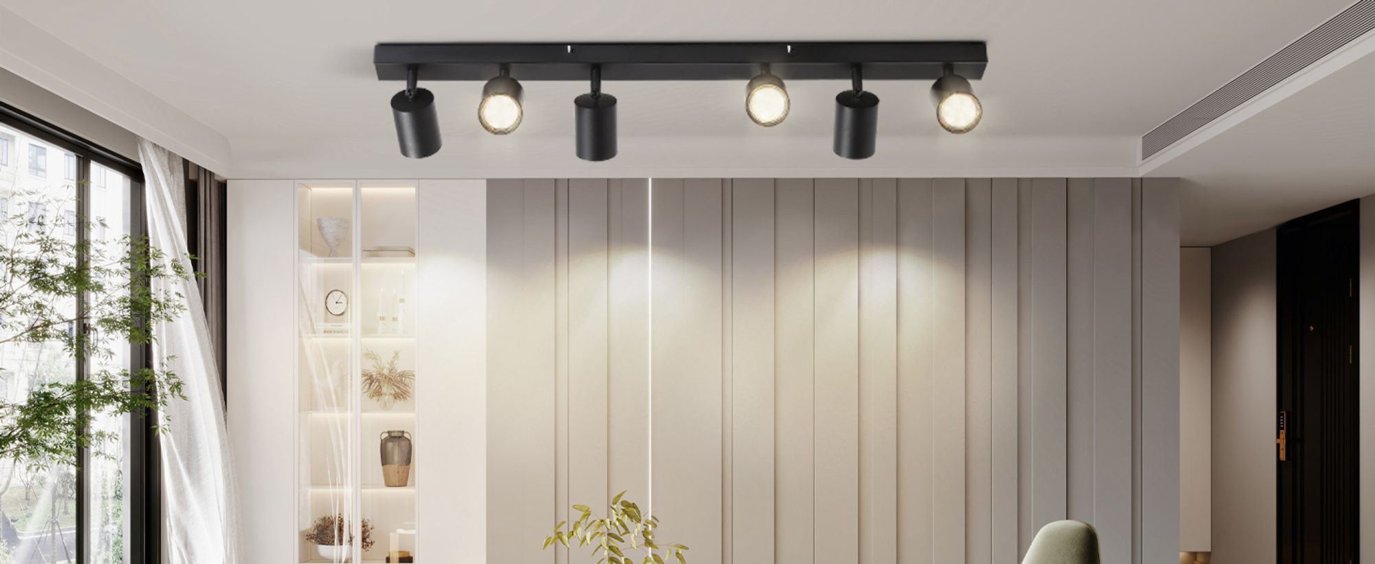ZMH LED Deckenstrahler 6 Flammig Deckenlampe GU10 Metall Deckenspots Schwenkbar 350° Deckenleuchte Schwarz für Wohnzimmer Schlafzimmer Flur