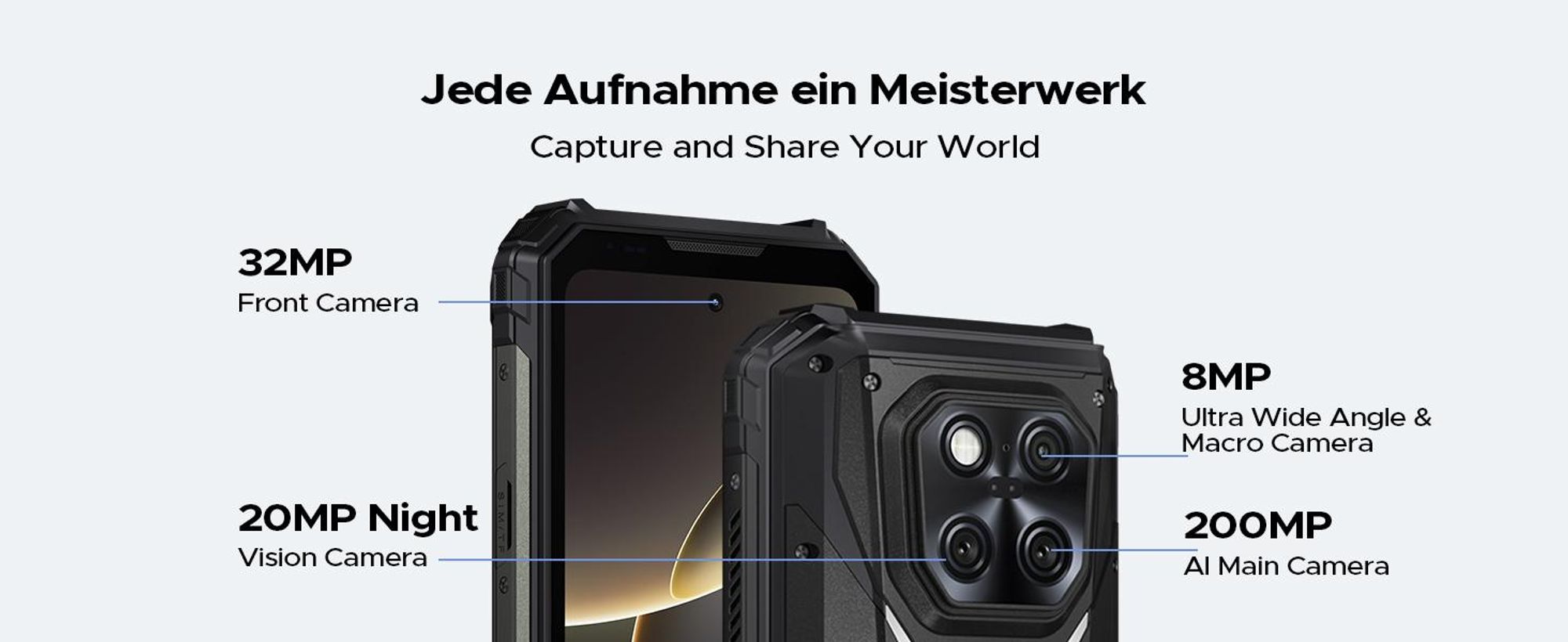 DOOGEE V Max LR Outdoor Smartphone Handy, 5G, IP68/IP69K, 6,78" 120Hz, 20500mAh, 36+512GB, 200MP,NFC, Fingerabdruck, ohne Vertrag