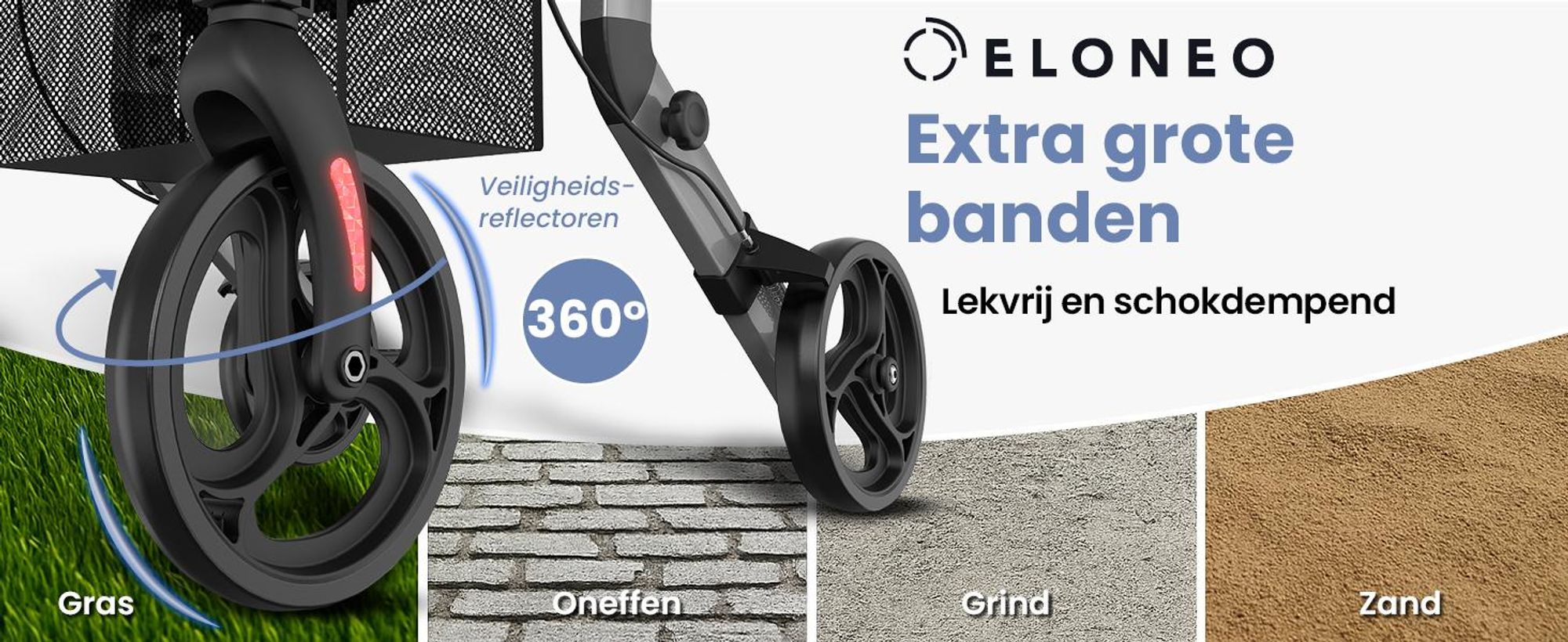 ELONEO 2-in-1 rolstoel/rolator, opvouwbaar en lichtgewicht met zitplaats, outdoor rolstoel/rolator, opvouwbaar, aluminium loophulpmiddel voor senioren - Grijs