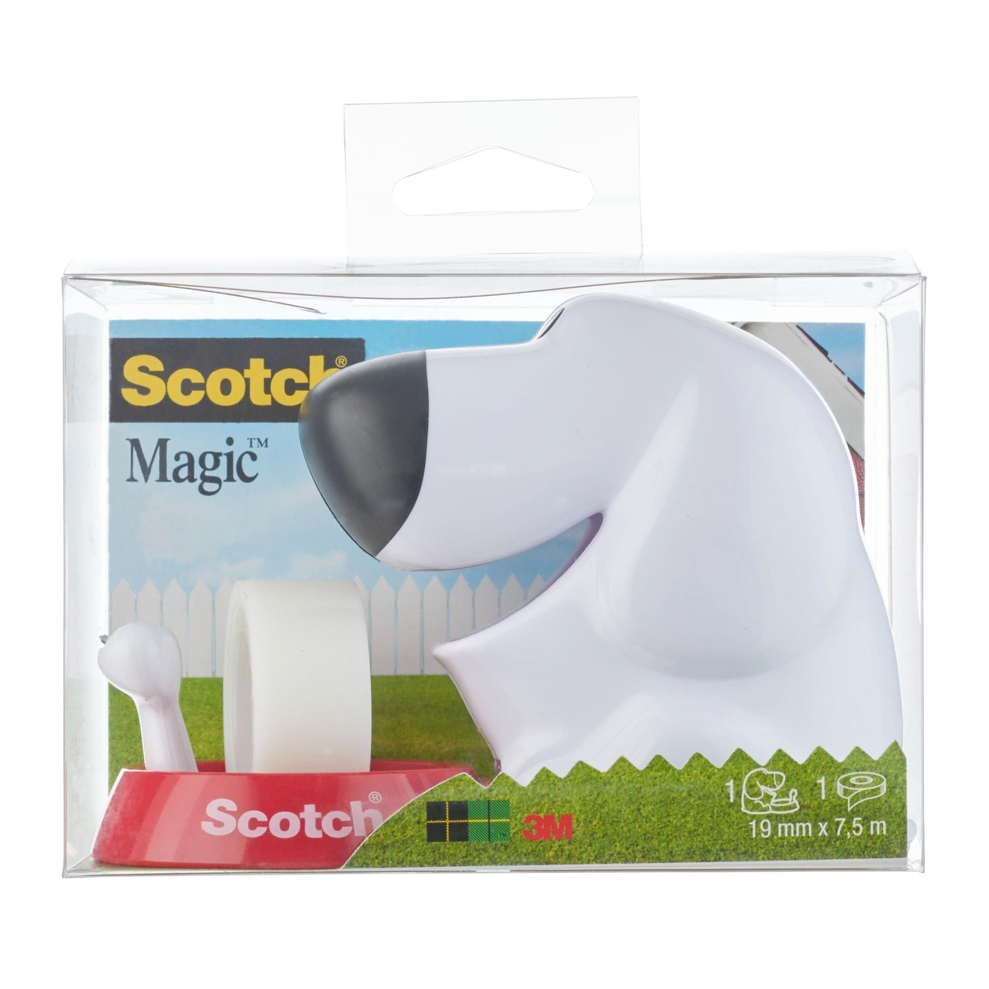 Scotch™ Tischabroller im Hunde-Design + Scotch® Magic™ Klebeband, 19mm x 8,89m