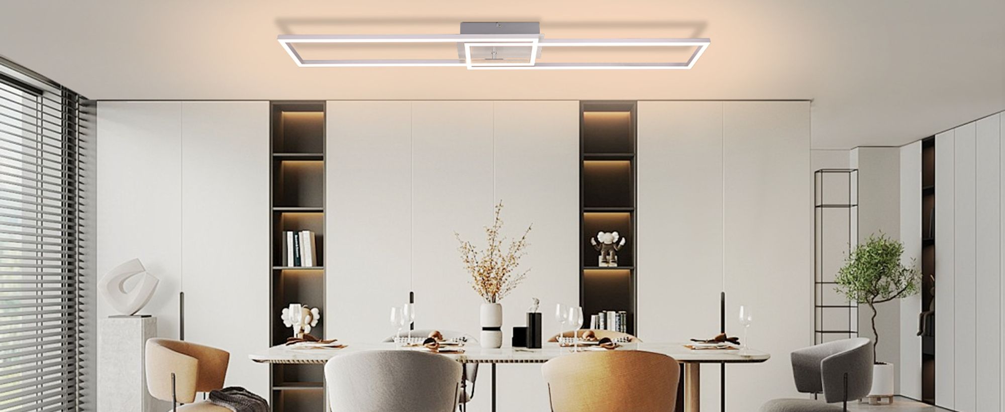 ZMH Deckenlampe LED Deckenleuchte Wohnzimmer Silber Wohnzimmerlampe mit Fernbedienung Modern Flurlampe 36W 102CM Schlafzimmerlampe für Schlafzimmer Hotelzimmer Küche Flur Büro