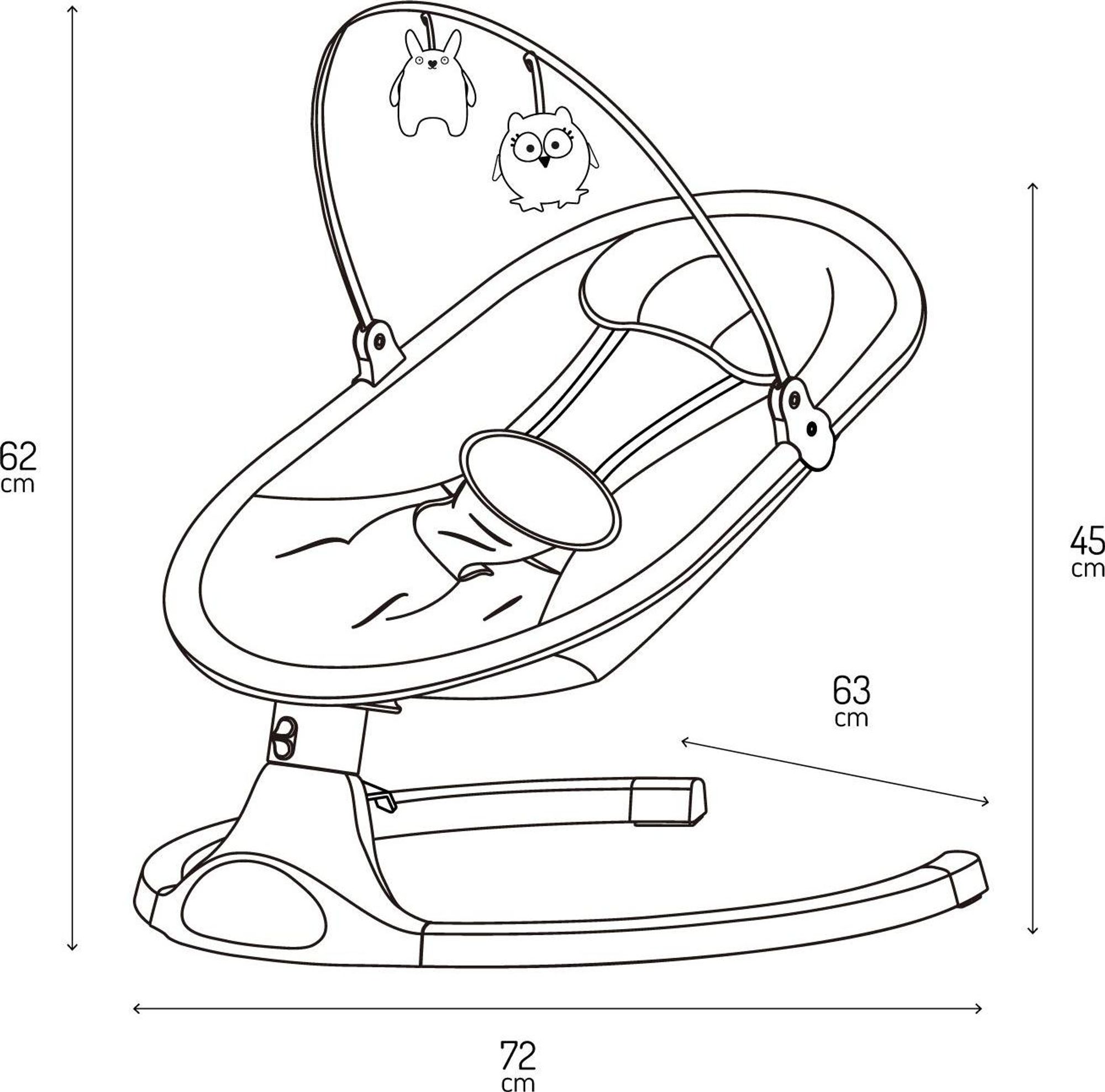 MoMi KENANI ONYX Babywippe - 5 Schwingung, Musik Timing, Bluetoothfunktion, LCD-Panel - Schwarz