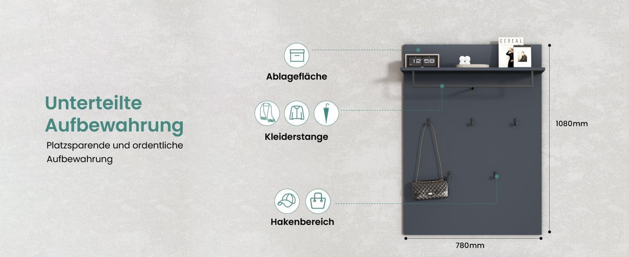 Mai & Mai Schuhbank mit Sitzfläche, Schuhregal mit Schiebetüren und offenen Fächern, gepolsterter Sitz, verstellbare Ablagen Matt weiß Zitta-01