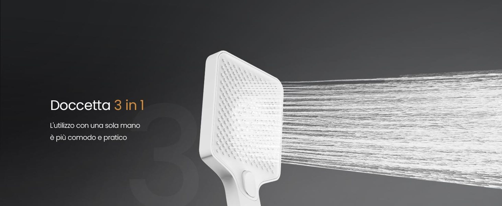 Sistema doccia EMKE con termostatico mensola in vetro doccetta 3 modalità di getto doccia a pioggia, rubinetteria per bagno e doccia, doccia a pioggia, KTW, bianco - F09