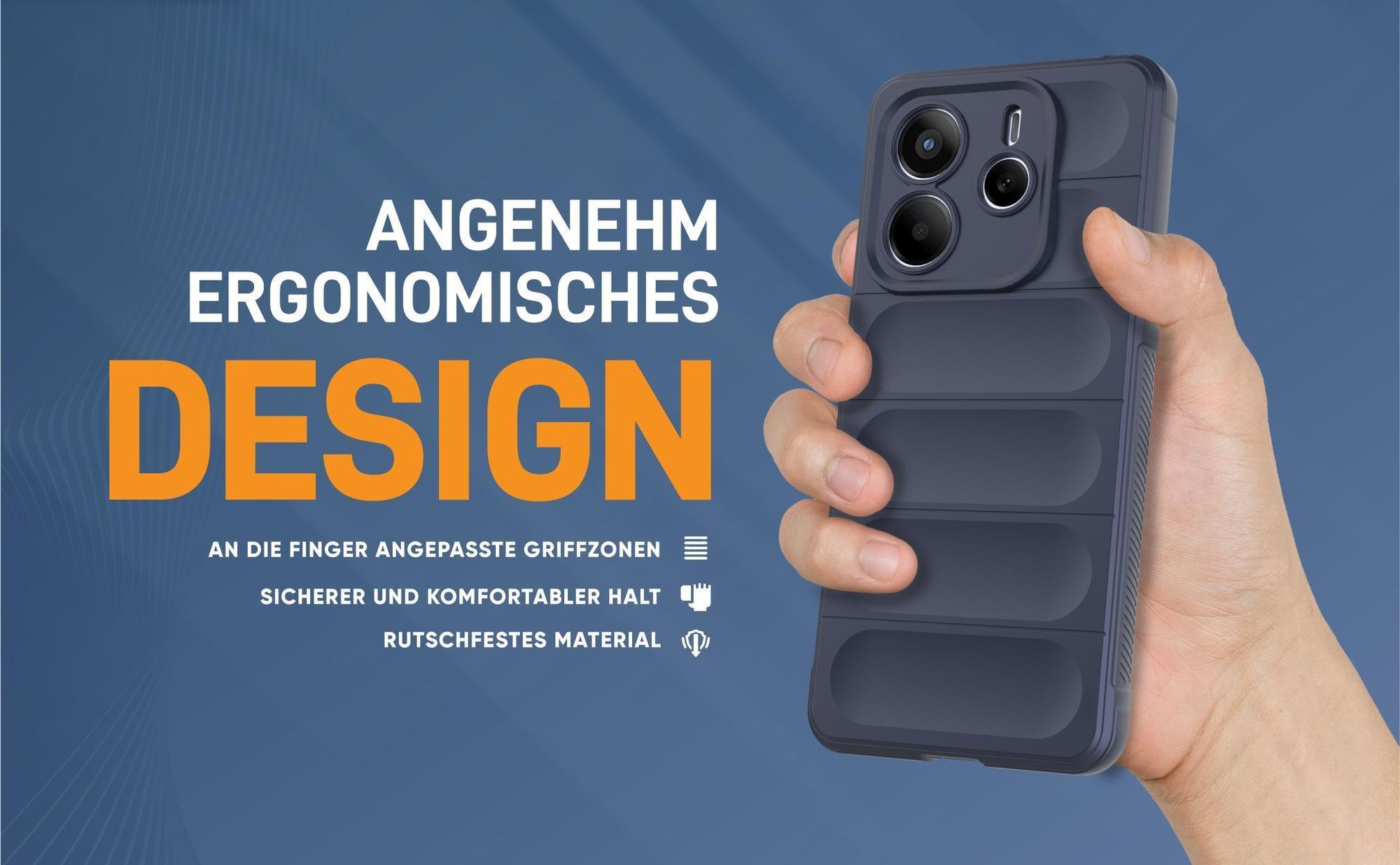 Blaue rutschfeste Hülle für Xiaomi Redmi Note 14 5G mit weichem Mikrofaser Inlay