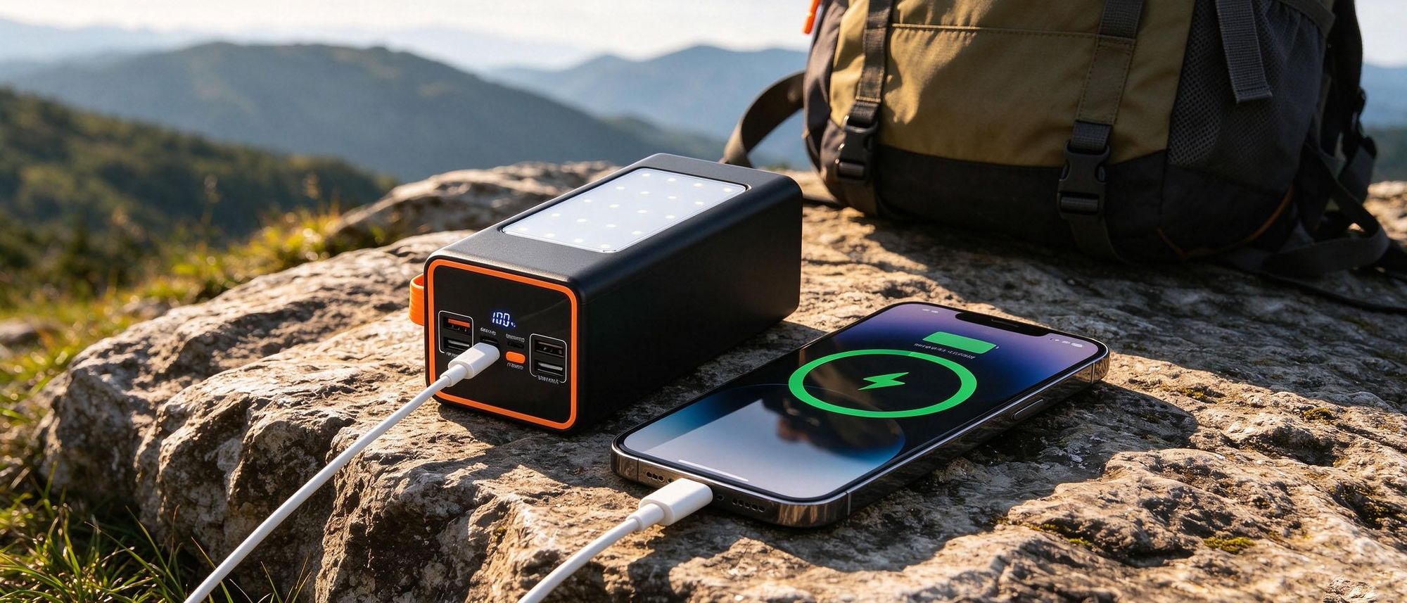 Juksun Powerbanks, Powerbank mit 90000 mAh, USB-C-Anschluss, für Outdoor Reisen und Camping, mit LED und Taschenlampe, 22,5 W Schnellladefunktion