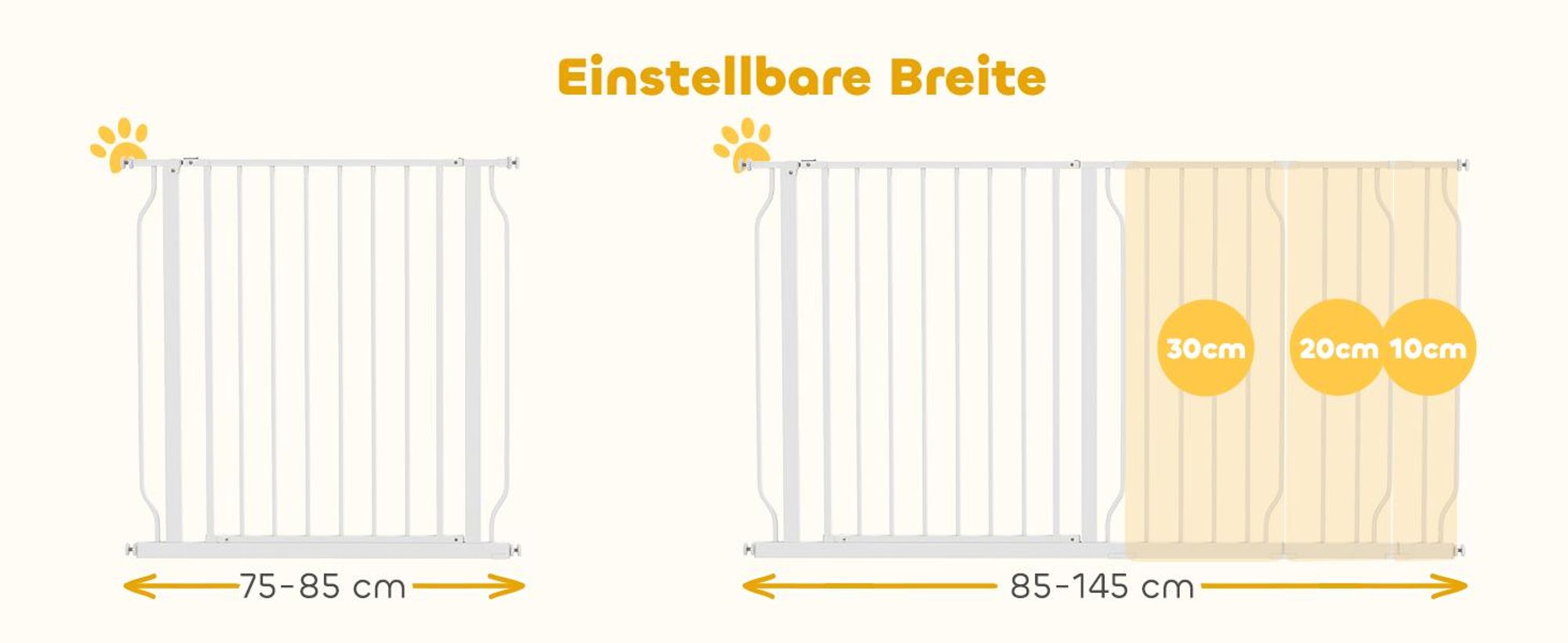 Hunde Türschutzgitter Treppenschutzgitter, 75-145 cm Hunde Türgitter Weiß