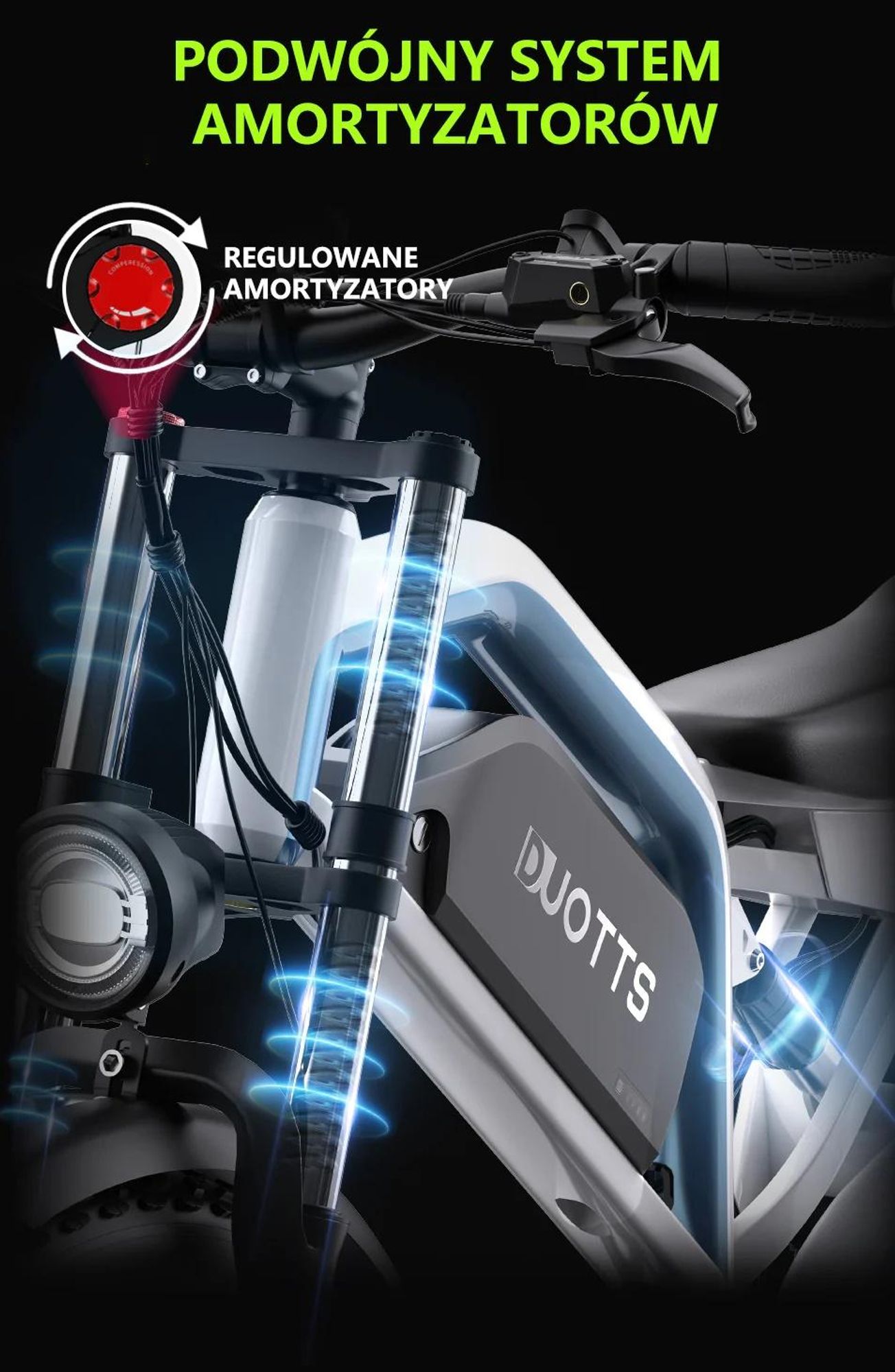 Duotts N26 Rower elektryczny - Silnik 750W*2 Akumulator 48V20AH 26*4.0 Cale Opony Hamulce hydrauliczne - Biało niebieski
