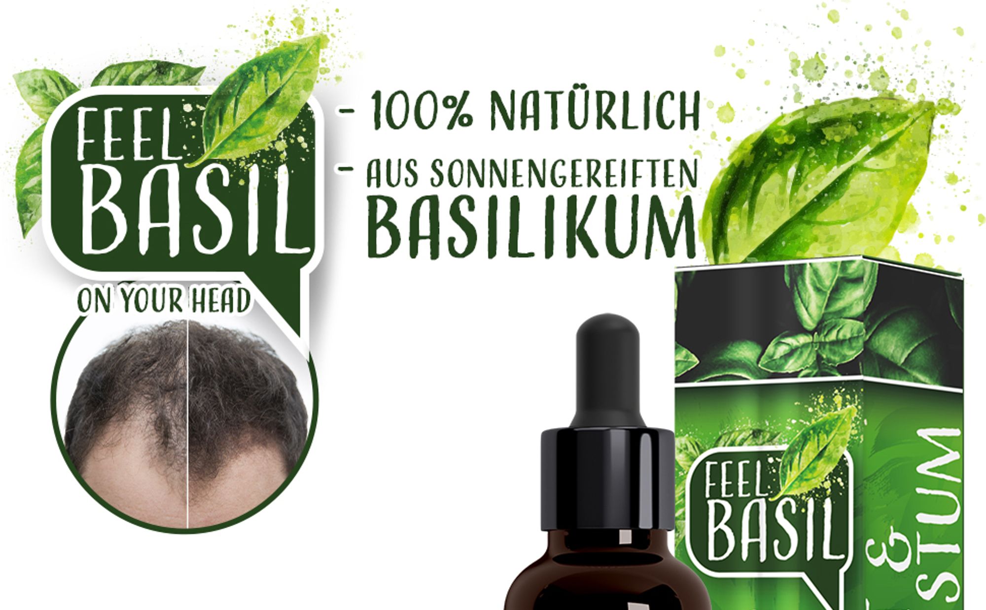 Adema Natural® Feel Basil Haarwachstum Serum – bei Haarausfall – dünnem Haar und brüchigen Haar – für Männer und Frauen - vegan