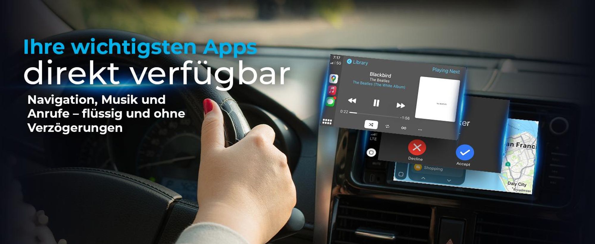 AutoSky Wireless Carplay Adapter & Android Auto - Verwandeln Sie kabelgebundenes