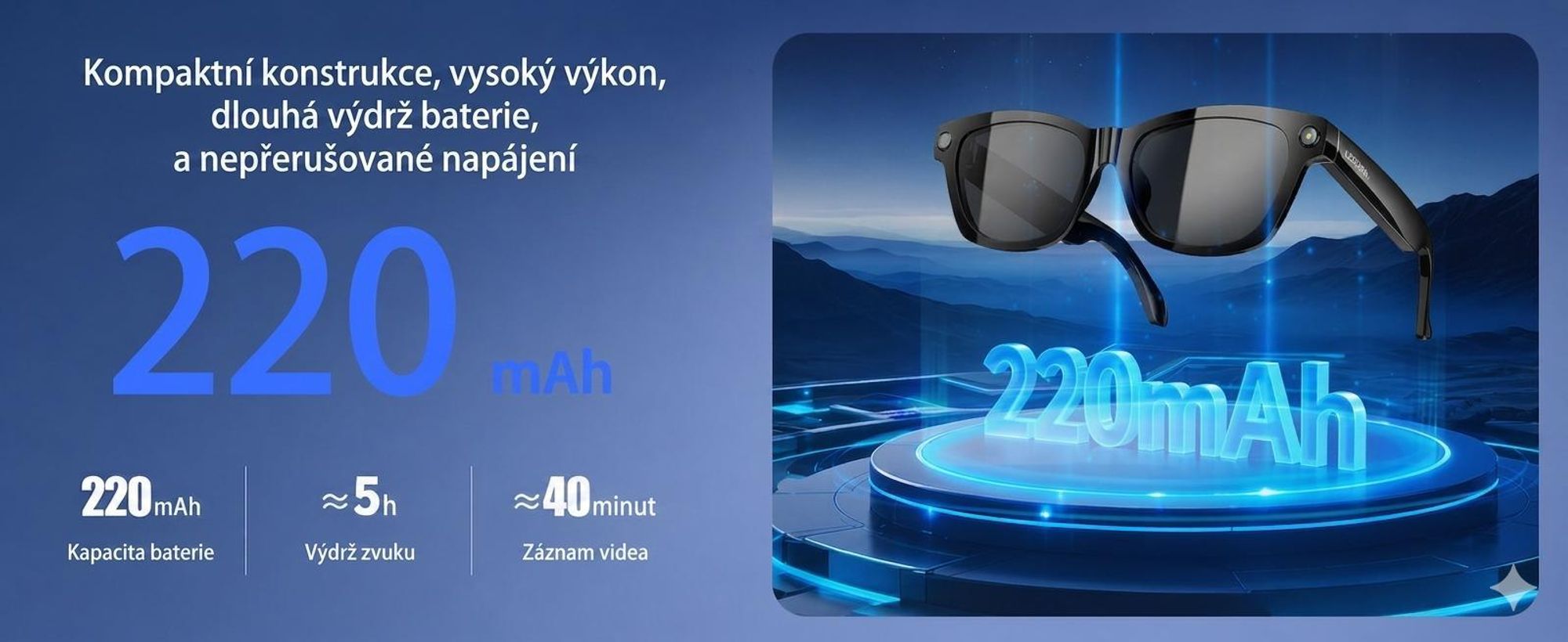 Blackview BV100 – chytré brýle s AI asistentem, 8MP fotoaparátem a otevřeným zvukem – Bluetooth 5.4, 51 hodin přehrávání hudby, handsfree, IP54