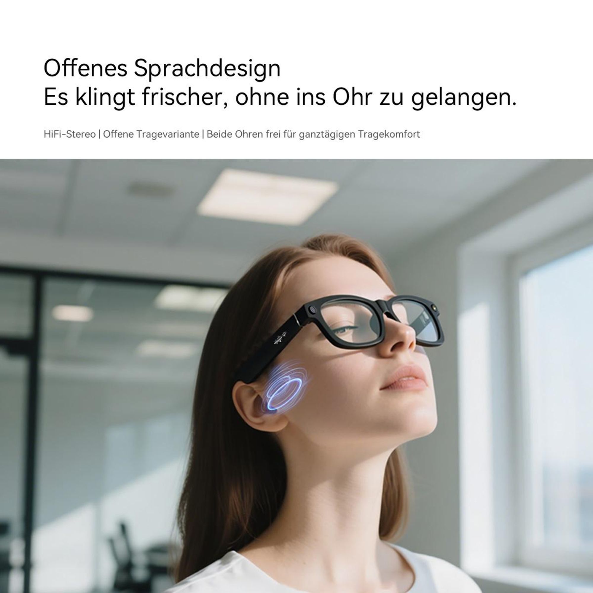 Blackview BV100 Smarte Brille mit KI-Assistent, 8MP Kamera & Offenem Audio - Bluetooth 5.4, 51h Musik, Freisprechen, IP54