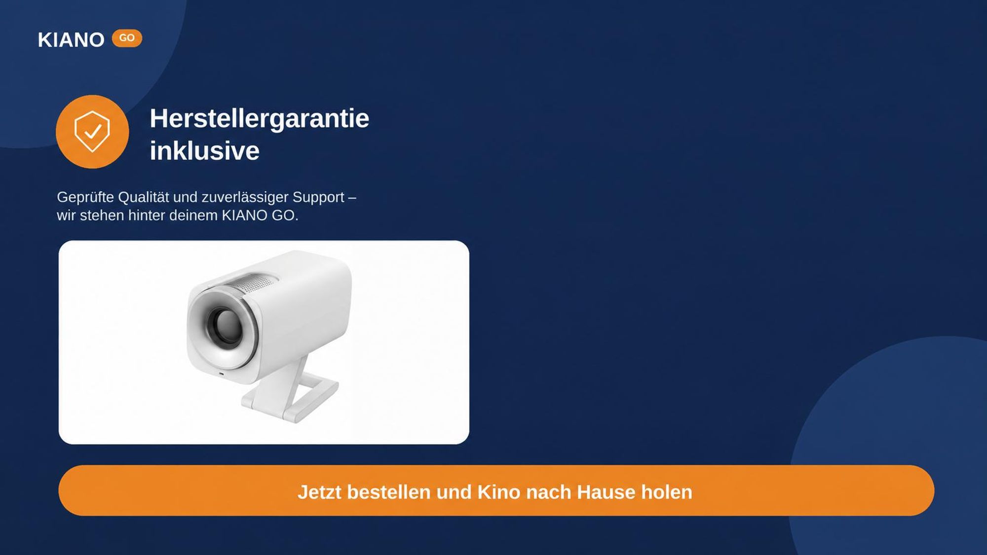 Mini Beamer KIANO GO tragbarer weiß Android WiFi 5GHz HD 720p 200 ANSI bis 128'' Smart Projektor Netflix YouTube Bluetooth HDMI