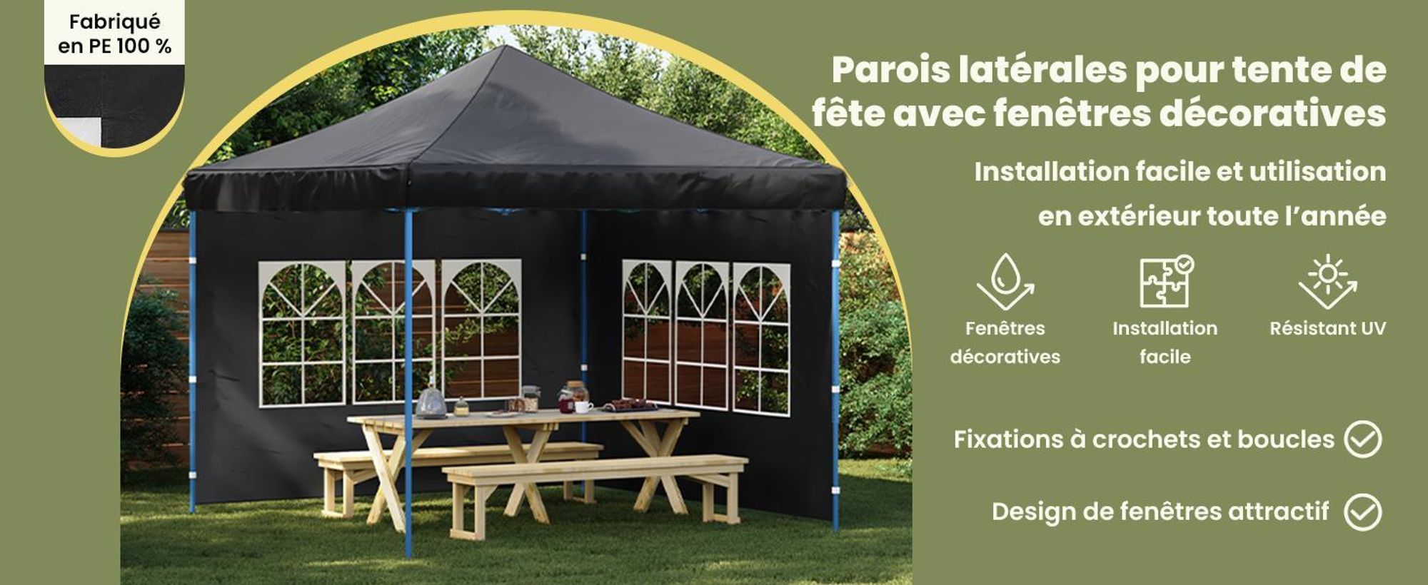 vidaXL Parois latérales de la tente de réception 2 pièces avec fenêtre PE Anthracite