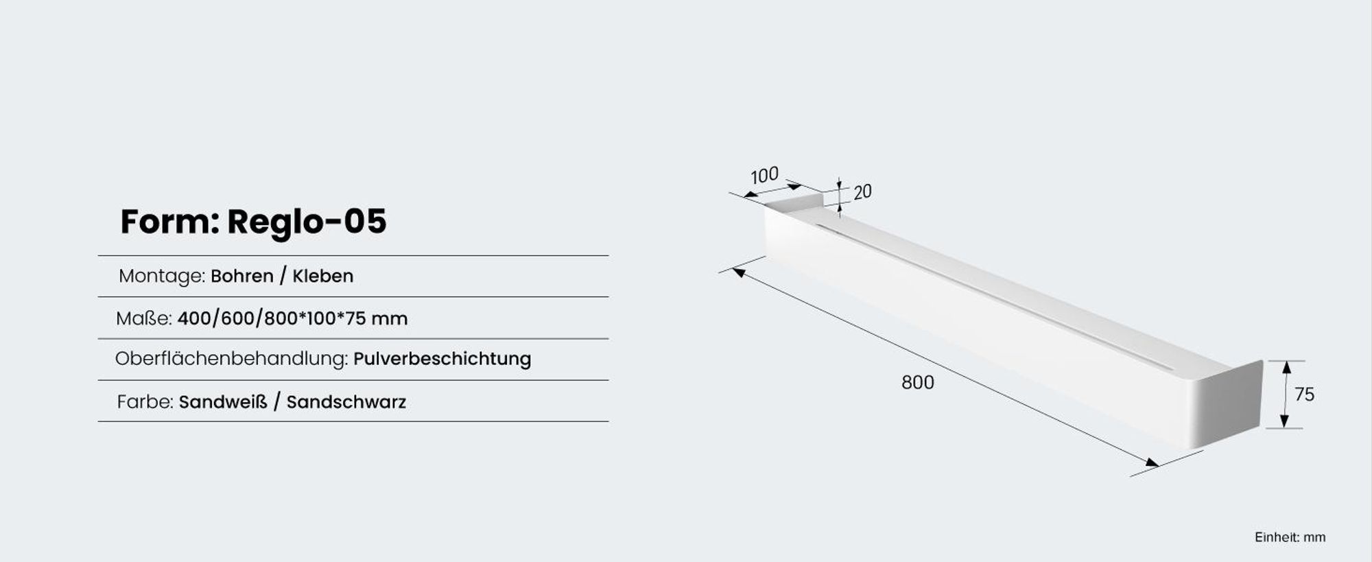 doporro Wandgarderobe mit Ablage, Garderobenleiste 80 cm mit 8 Garderobenhaken, Kleiderhaken Wand ohne Bohren Weiß Reglo-05