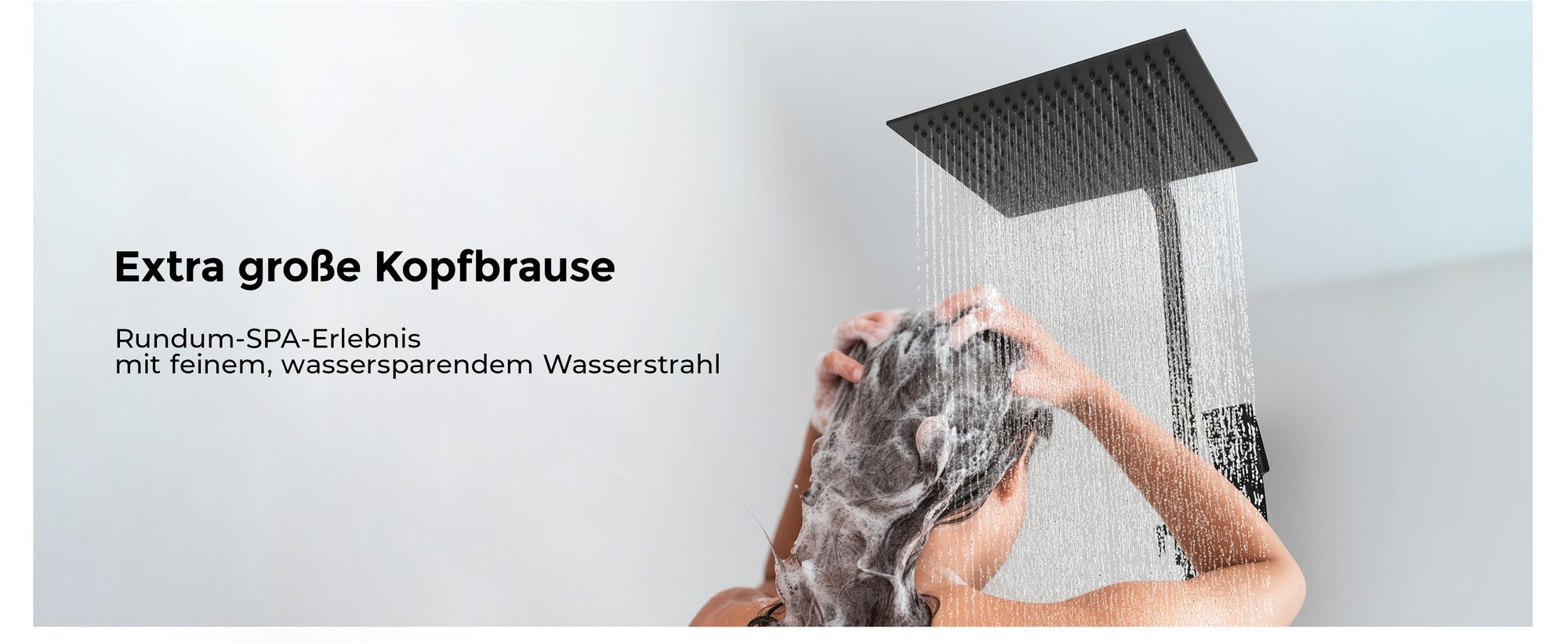 Heilmetz Duschset Schwarz Matt mit Thermostat, Regendusche Quadratisch 20x20 cm, Edelstahl Duschsäule inkl. Handbrause, Höhenverstellbar
