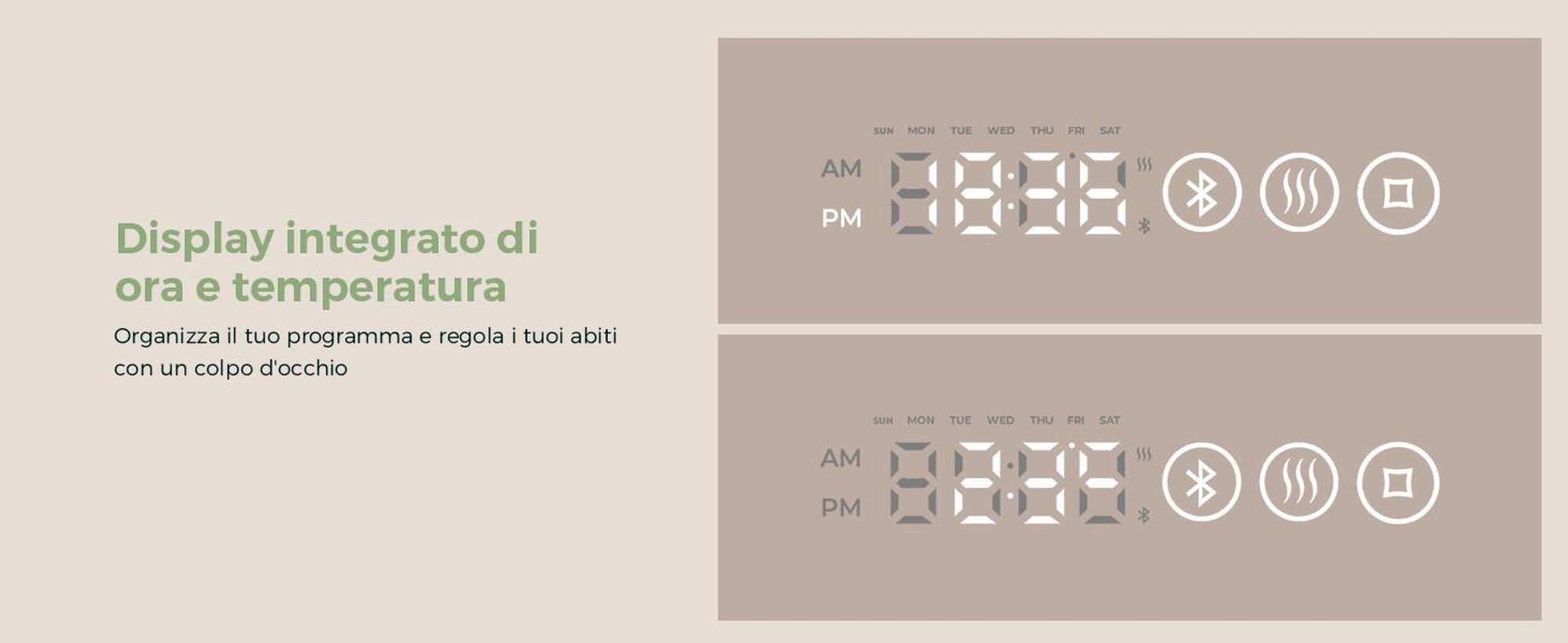 S'AFIELINA Specchio da bagno con illuminazione Asimmetrico 60 x 45 cm con 3 colori di luce dimmerabili, antiappannamento, Bluetooth, orologio, temperatura, funzione memoria