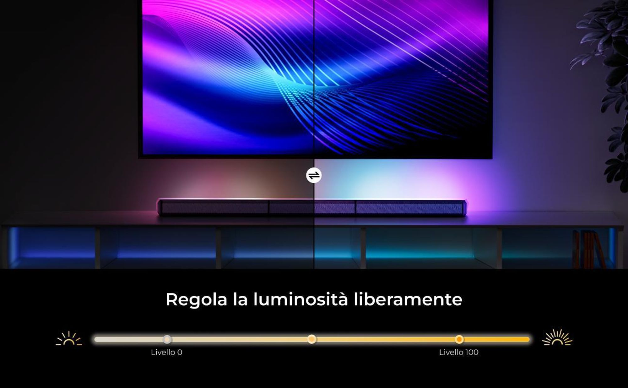 ULTIMEA Soundbar staccabile a 7,1 canali con luce RGB, sistema audio surround virtuale con subwoofer, 2 diffusori surround, 410 W