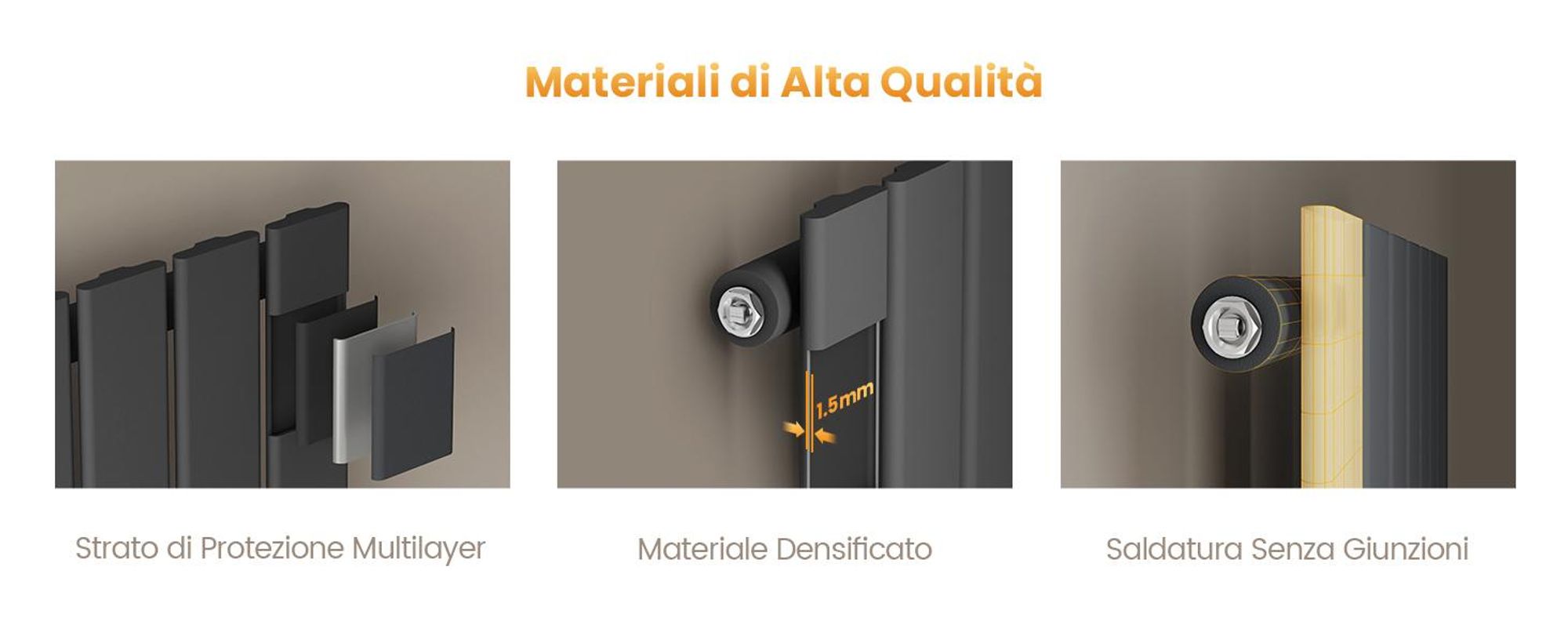 EMKE Design Radiatore a pannello orizzontale 630x1006 mm 712 W Radiatore piatto antracite Radiatore a strato singolo in acciaio SPCC Attacco laterale senza resistenza elettrica