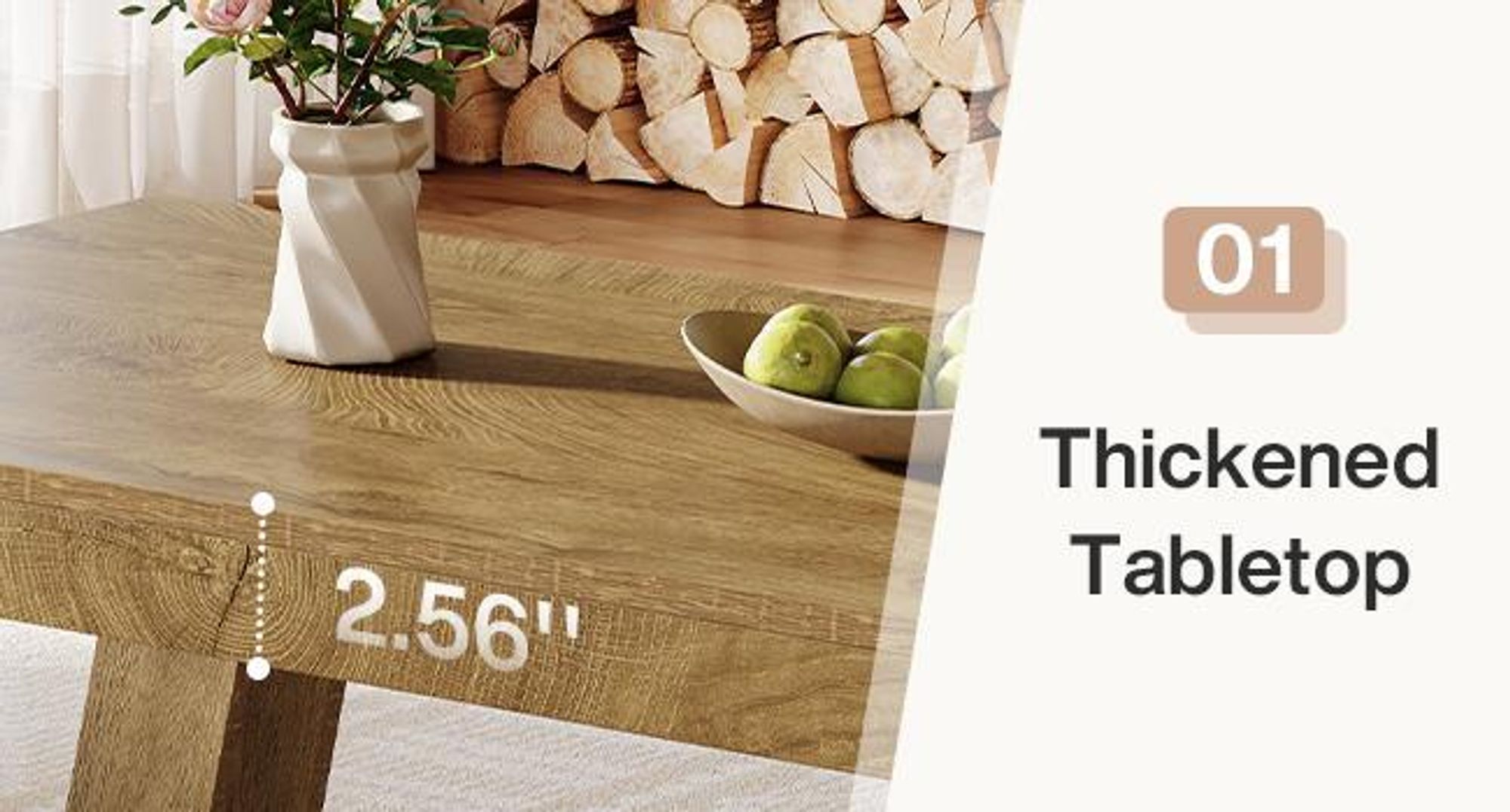 Tribesigns Tavolino rettangolare, 120 cm, stile country, tavolino a due livelli con vani portaoggetti per il soggiorno e la casa