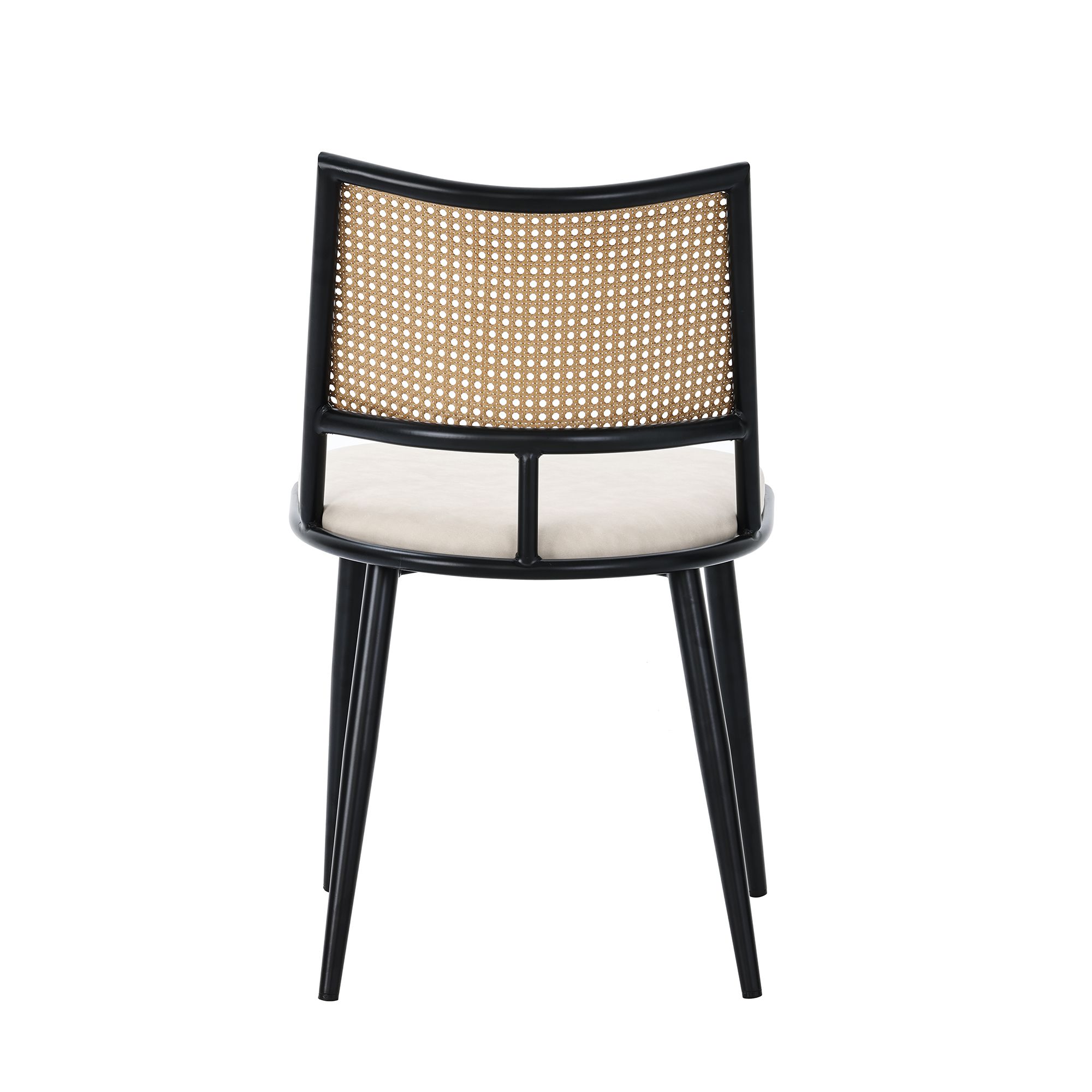 Flieks Rattan Esszimmerstühle 4er Set, Esstischstühle Küchenstühle mit Metallbeinen, Gartenstuhl Freizeitstuhl Wohnzimmerstuhl, PU, Schwarz