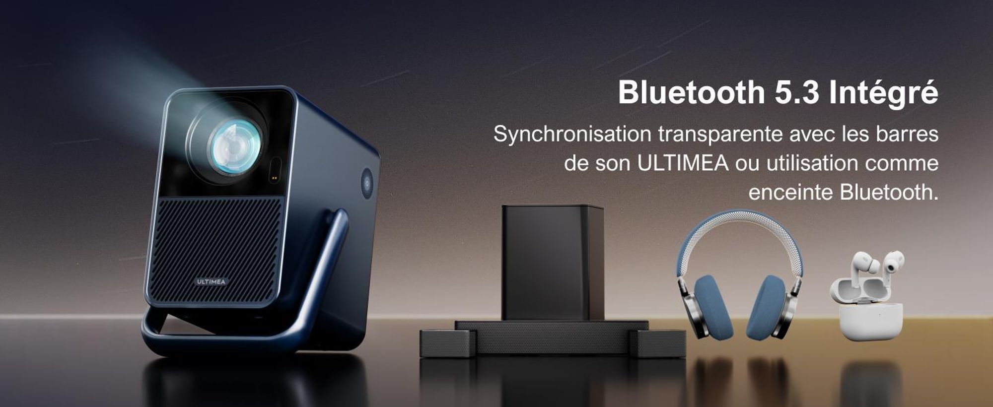 Poseidon E40 Beamer, Android TV 11.0 avec Netflix, Dolby Audio Beamer, 2000:1, 1920 x 1080 px, Design poignée de transport, Projecteur portable Native 1080P