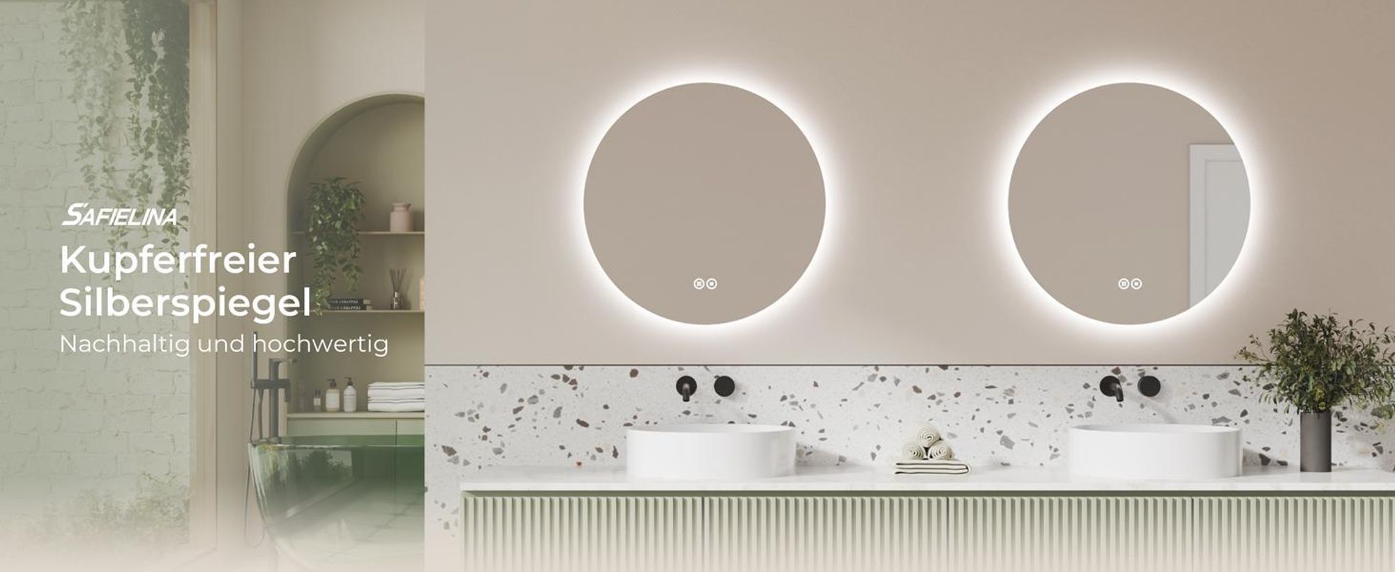 S'AFIELINA LED Badspiegel Rund Badezimmerspiegel Wandspiegel mit Touch-Schalter,3 Lichtfarbe 3000/4000/6500K 70 cm