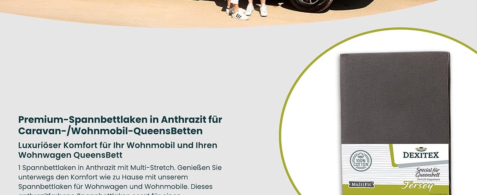 Wohnmobil in der Natur mit Spannbettlaken.