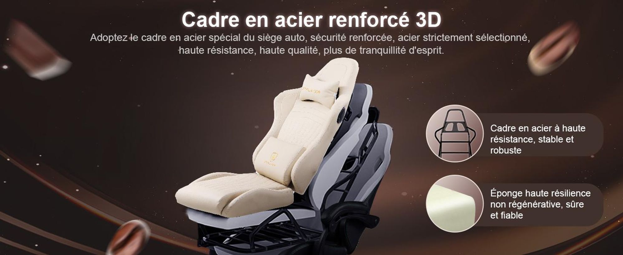GTPLAYER Chaise de jeu ACE PRO, Chaise de bureau ergonomique Accoudoirs inclinables Avec repose-pieds, Haut-parleur Hi-Fi, Atmosphère sonore impressionnante, Ivory