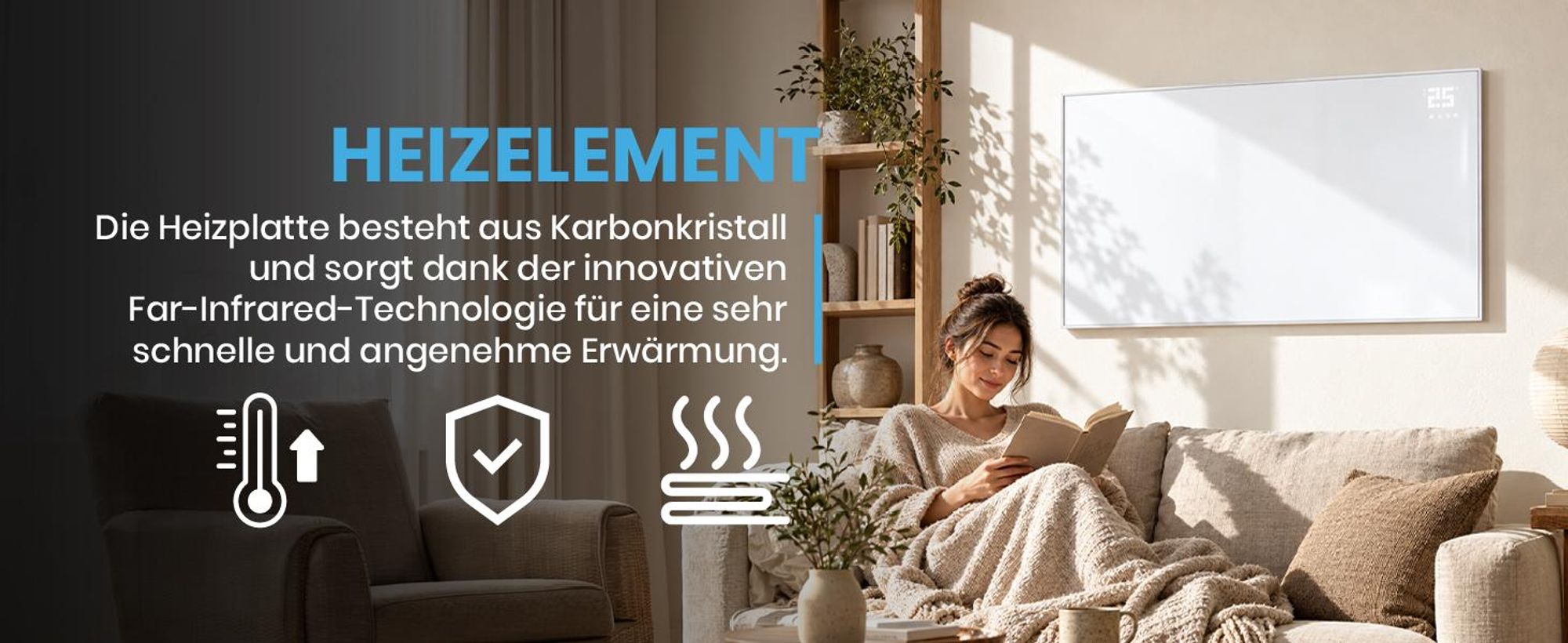 Infrarotheizung mit Fernbedienung Maltec WIFI APP 770W Thermostat Timer Heizplatte Heizkörper Heizpaneel Standgerät Wandmontage Konvektor Heizung