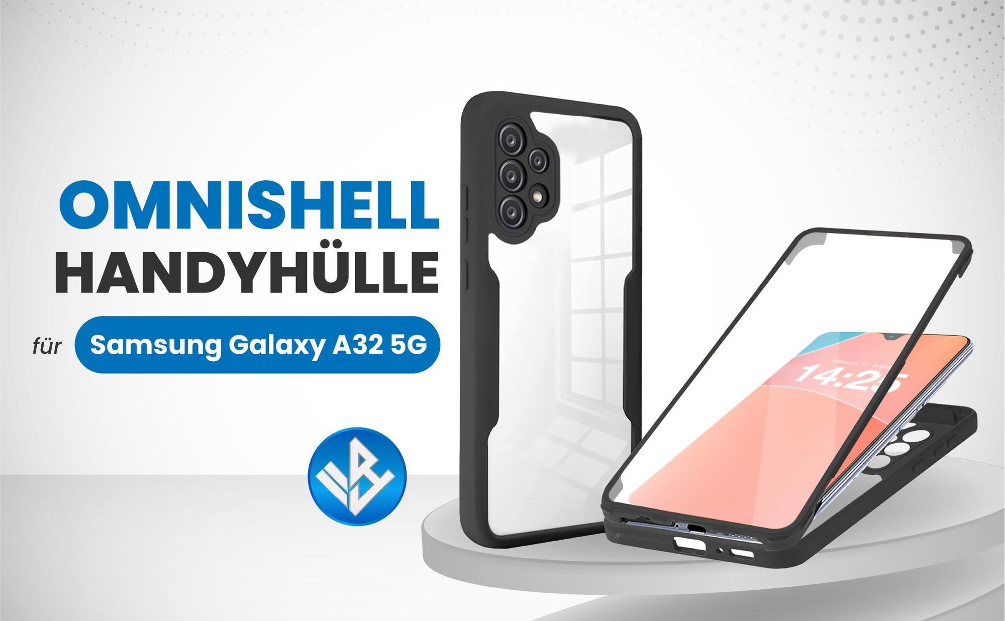 Schwarze 360 Grad Hülle für Samsung Galaxy A32 5G mit Kameraschutz