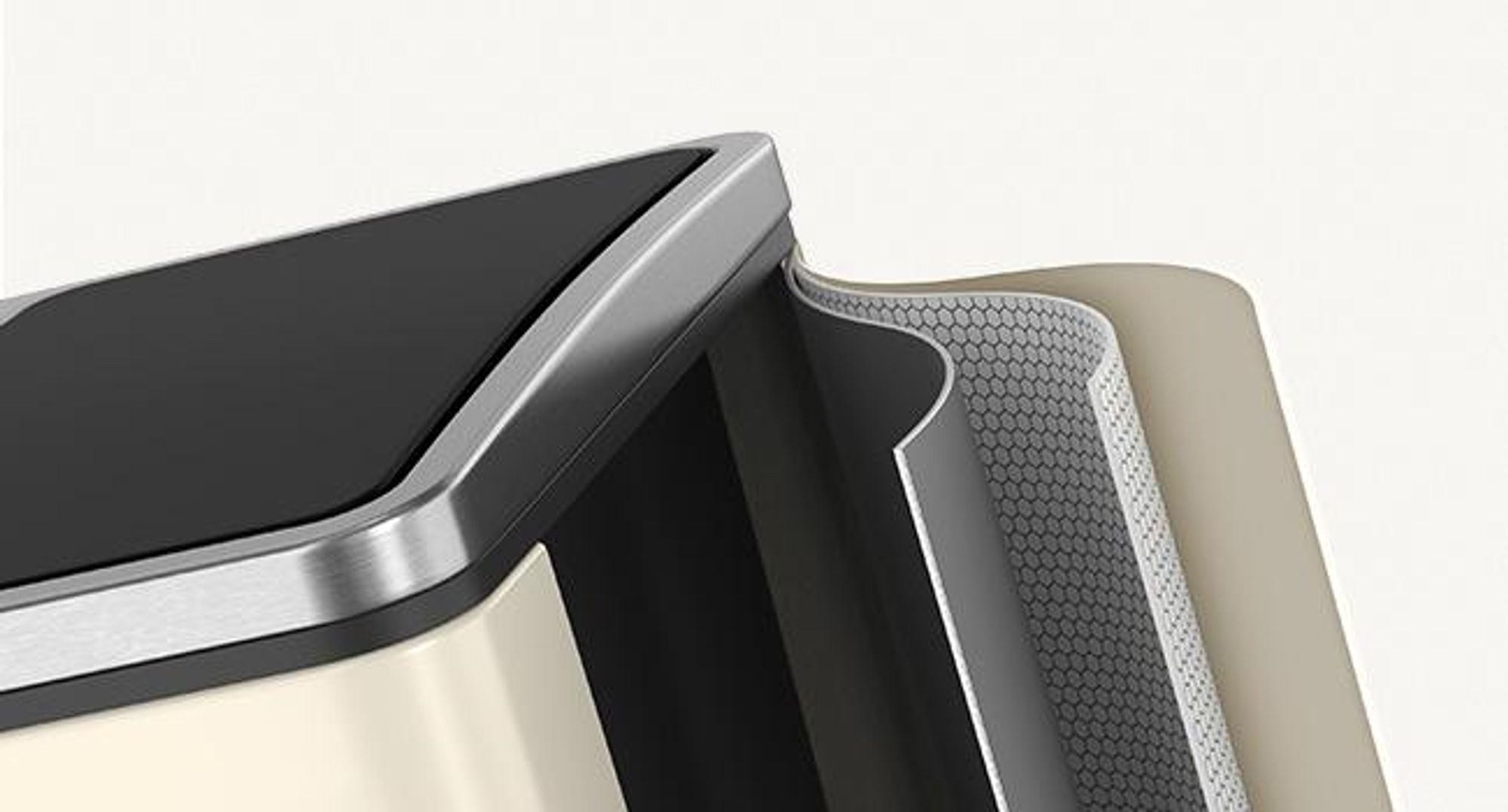 SONGMICS Mülleimer Küche, 3 x 18 L, Mülltrennsystem 3 Fächer, Abfalleimer, Treteimer, für gelben Sack