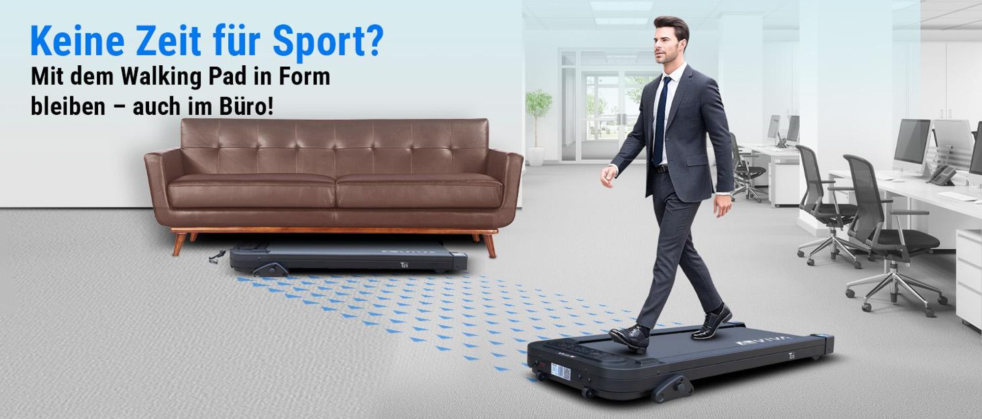 Walking Pad Laufband klappbar AsVIVA T25 Heimtrainer bis 6 km/h mit 5% Steigung leise kompakt für Zuhause & Büro